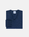 Medium Blue Lambswool V-neck Sweater