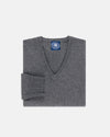 Grey Mix Lambswool V-neck Sweater