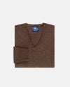 Brown Lambswool V-neck Sweater