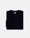 Navy Lambswool V-neck Sweater