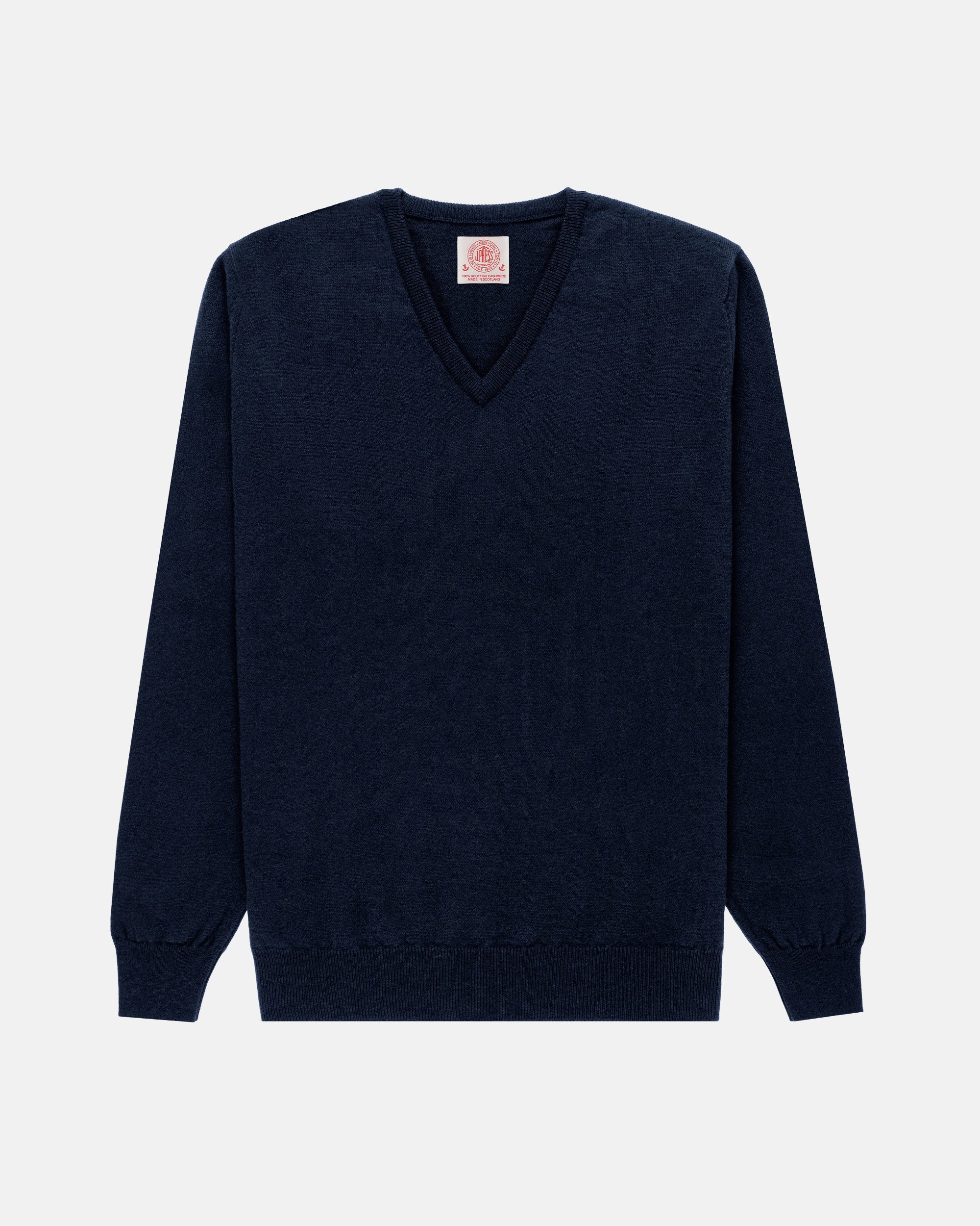 トップス Scottish Cashmere V neck knit sweater Made-in-Scotland Navy Cashmere V-neck Sweater