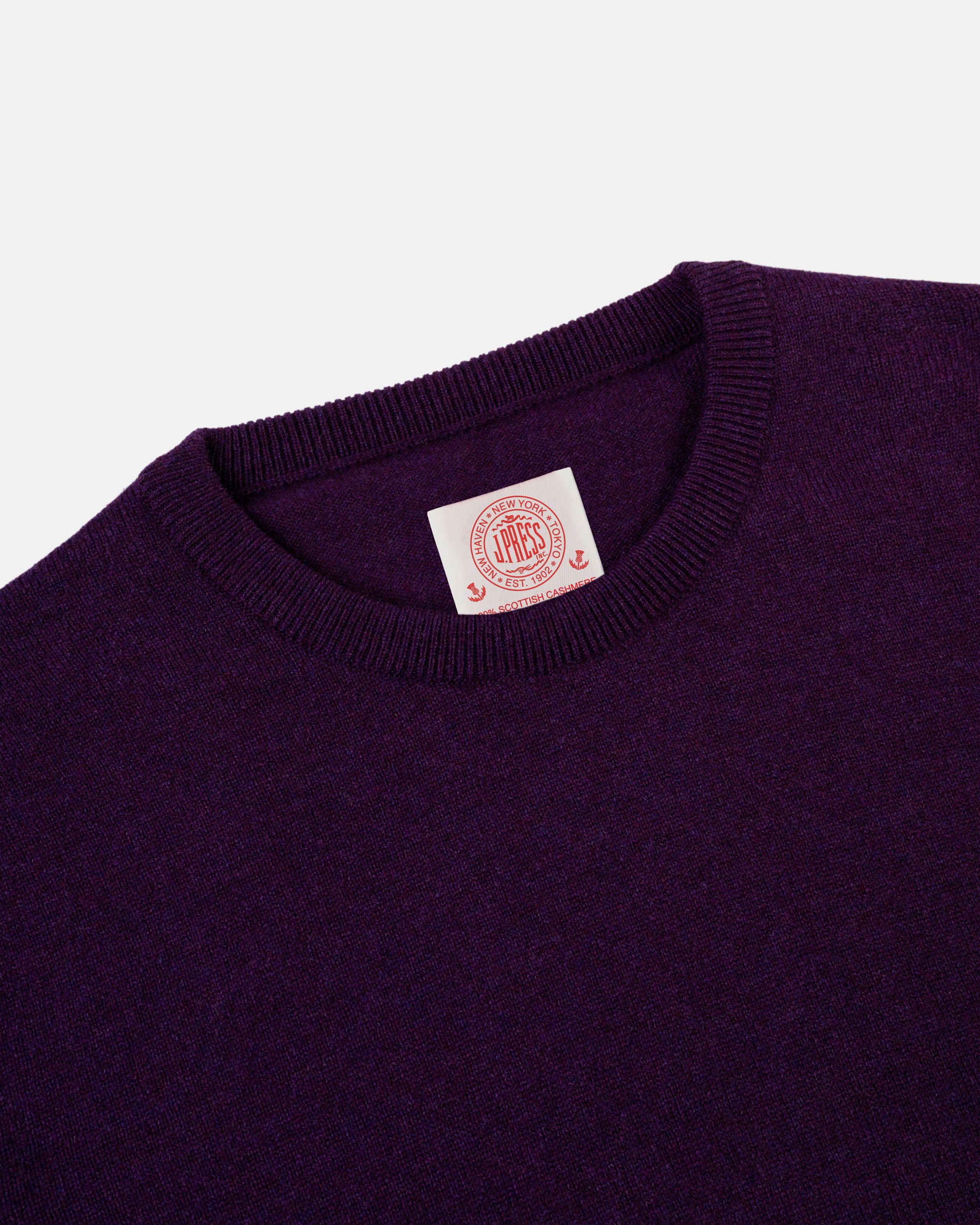 Made-in-Scotland Purple Cashmere Crewneck Sweater