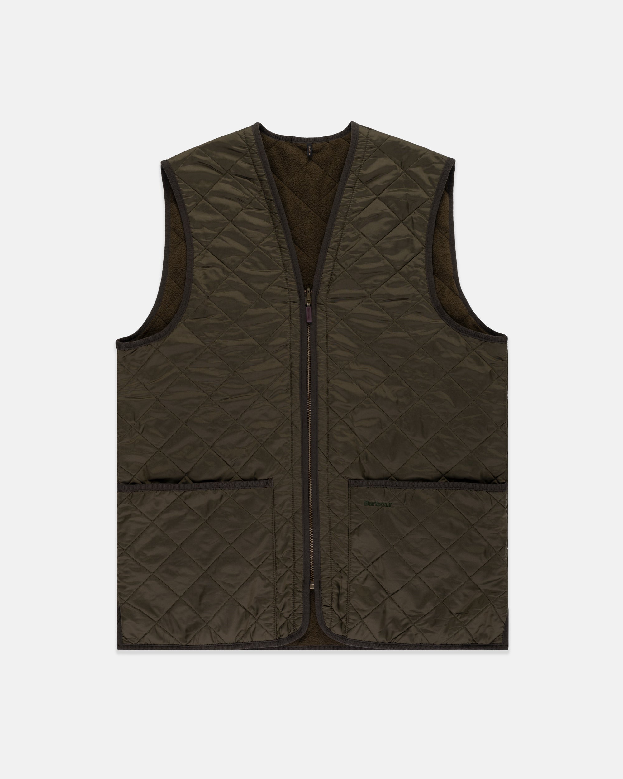 Barbour Olive Polarquilt Zip-In Waistcoat Liner