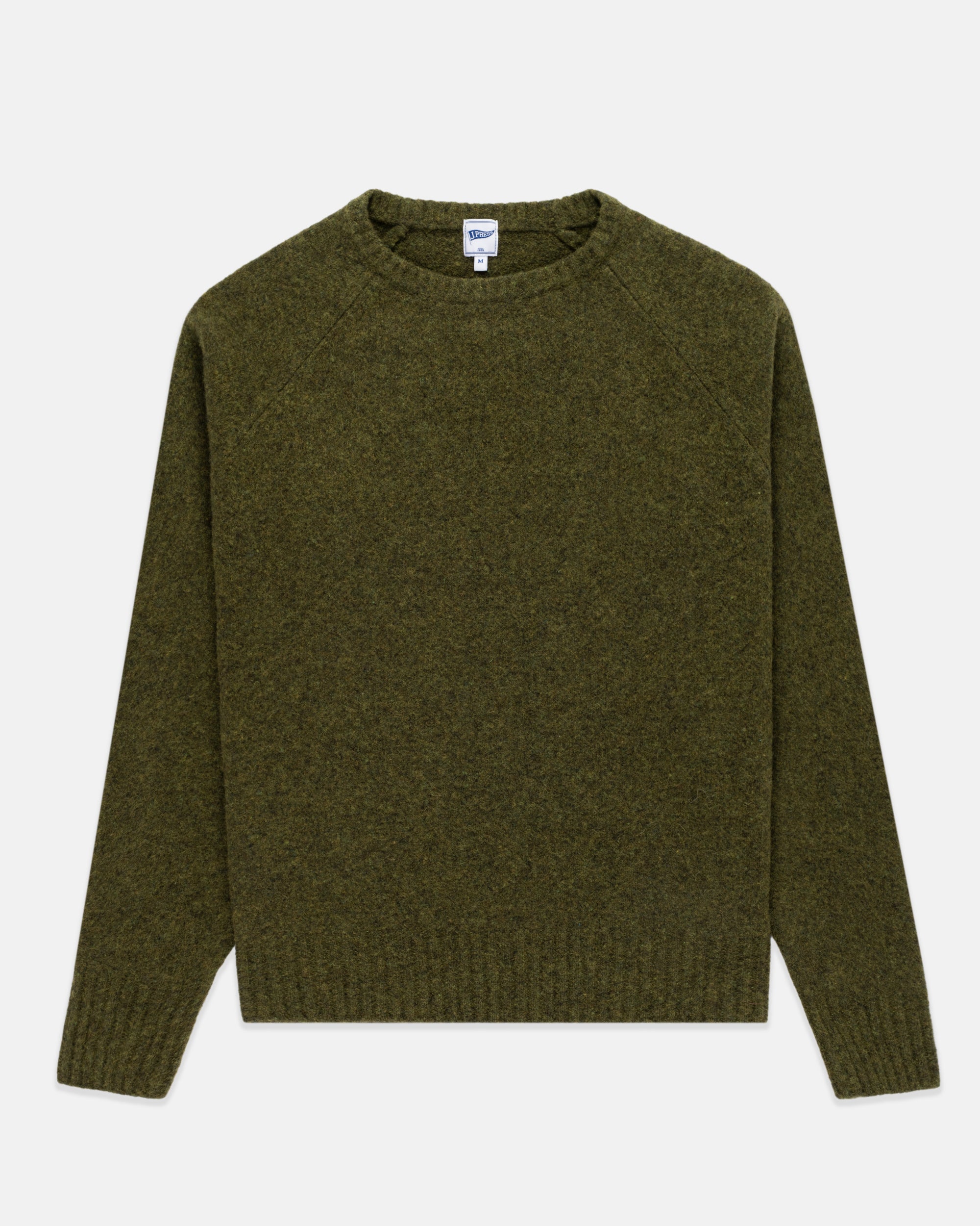 Solid Olive Crewneck Sweater - Trim Fit