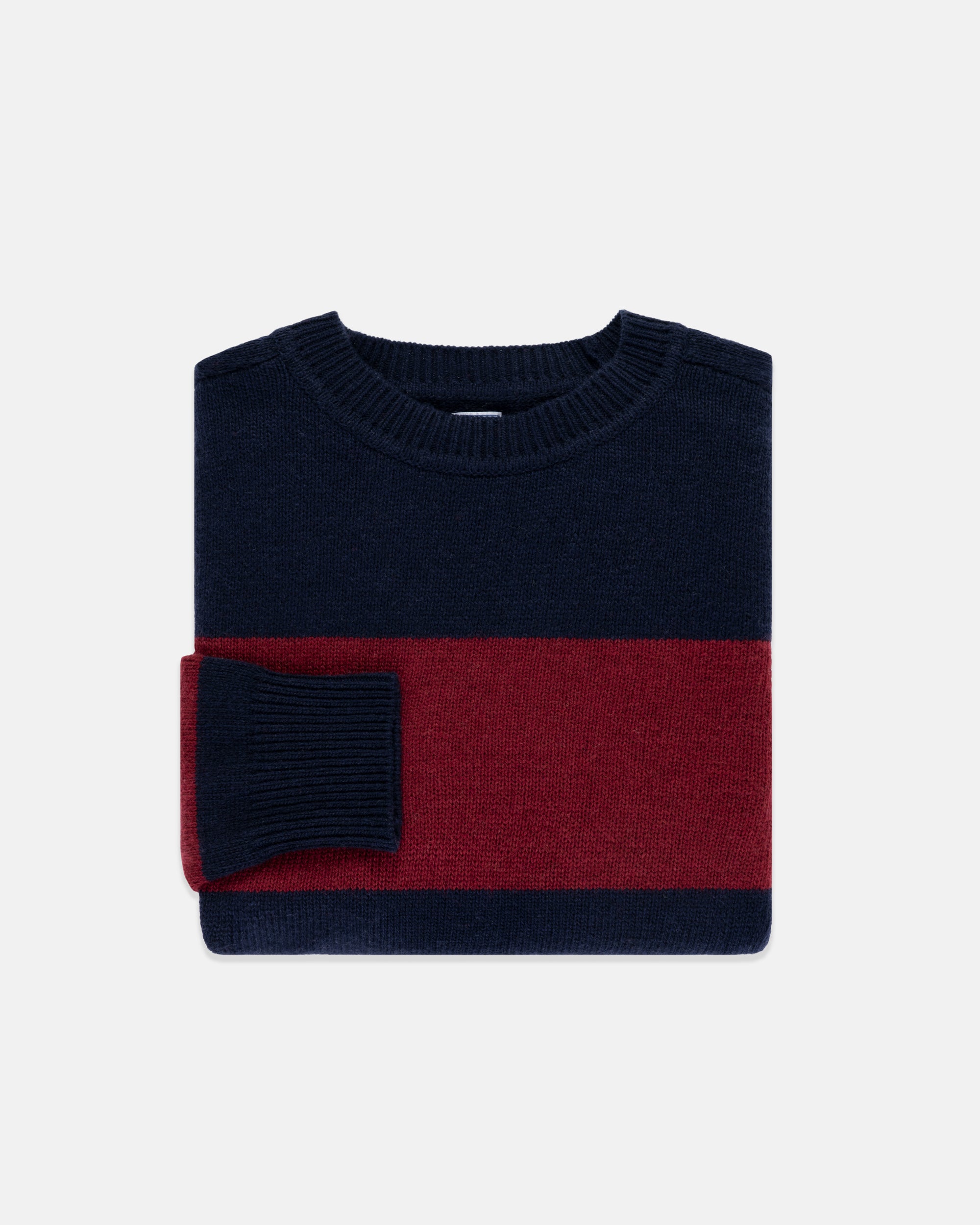 Burgundy & Navy Rugby Stripe Crew Neck Sweater - Trim Fit| J.PRESS