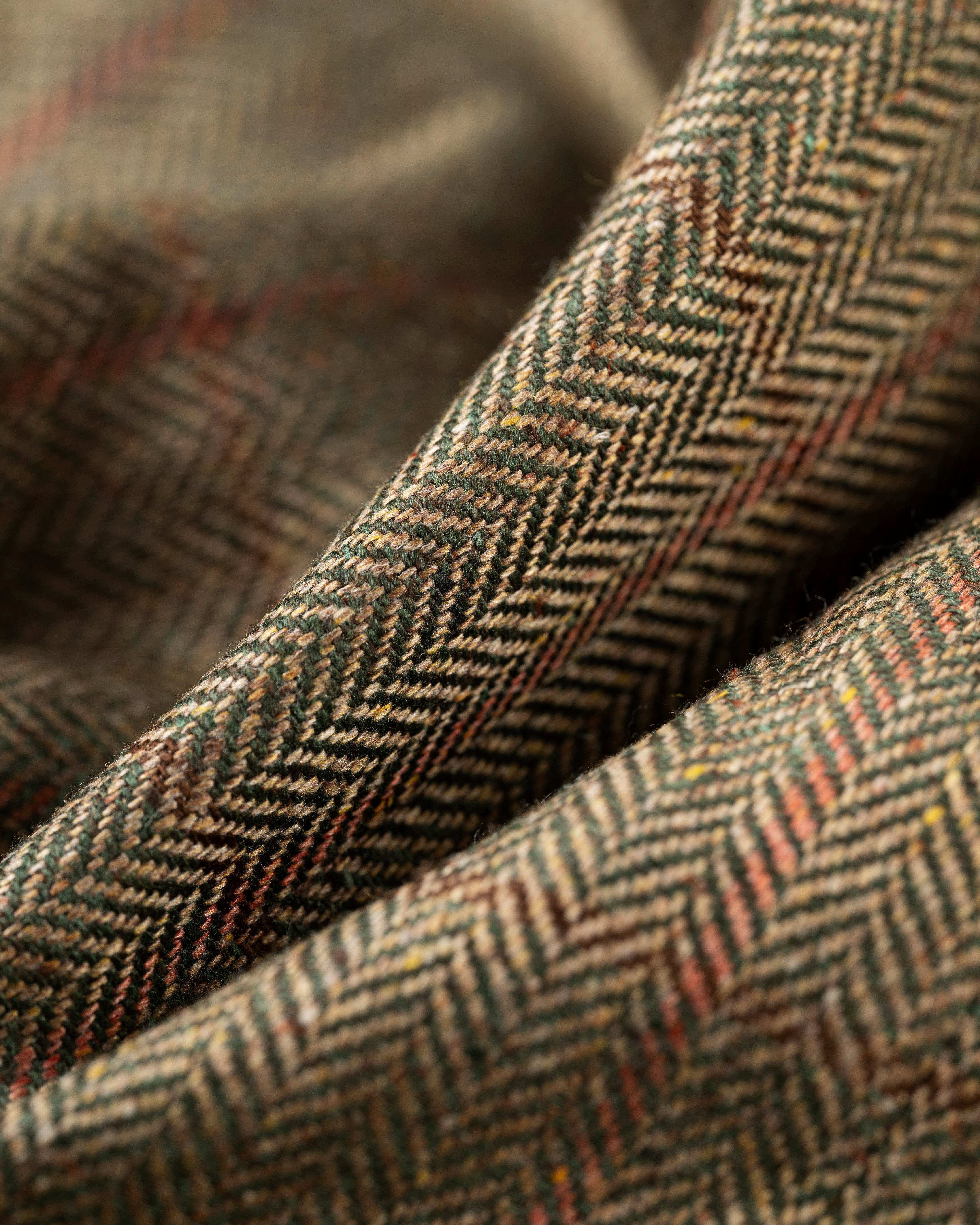 Made-in-Canada Olive & Rust Herringbone Windowpane Silk Sport Coat