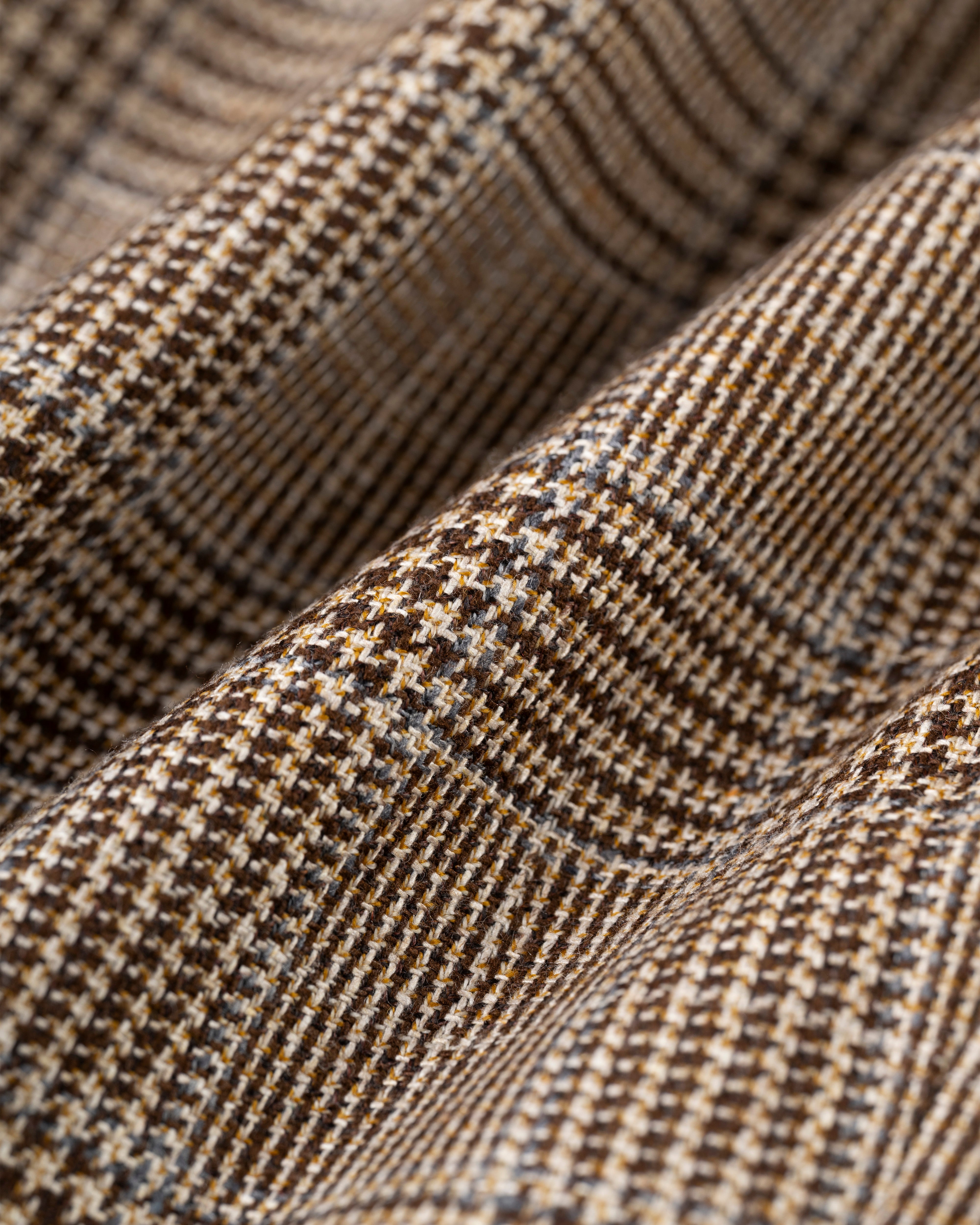 Made-in-Canada Light Brown & Blue Glen Plaid Silk/Wool Sport Coat