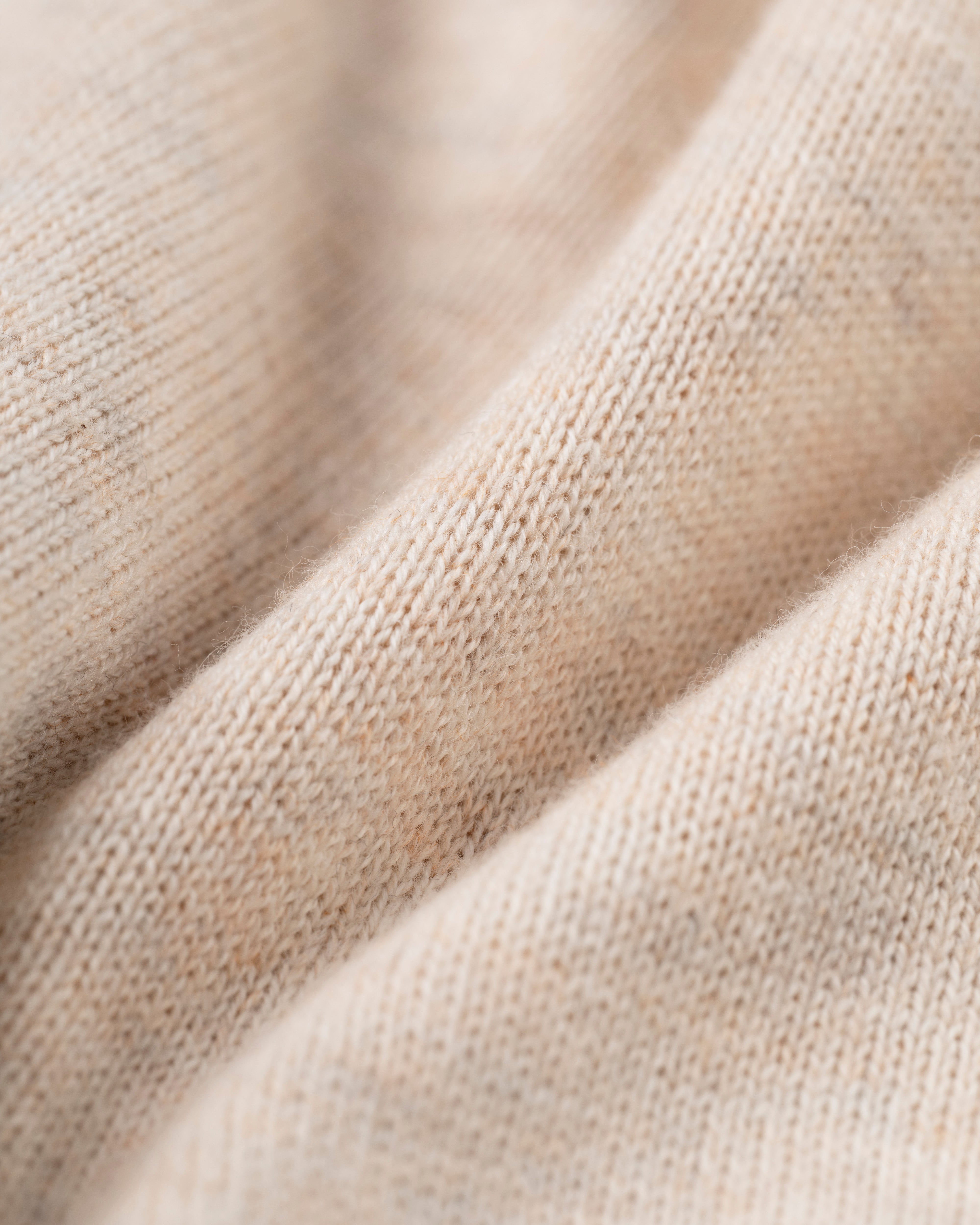 Light Tan Cotton-Cashmere Quarter-Zip Sweater
