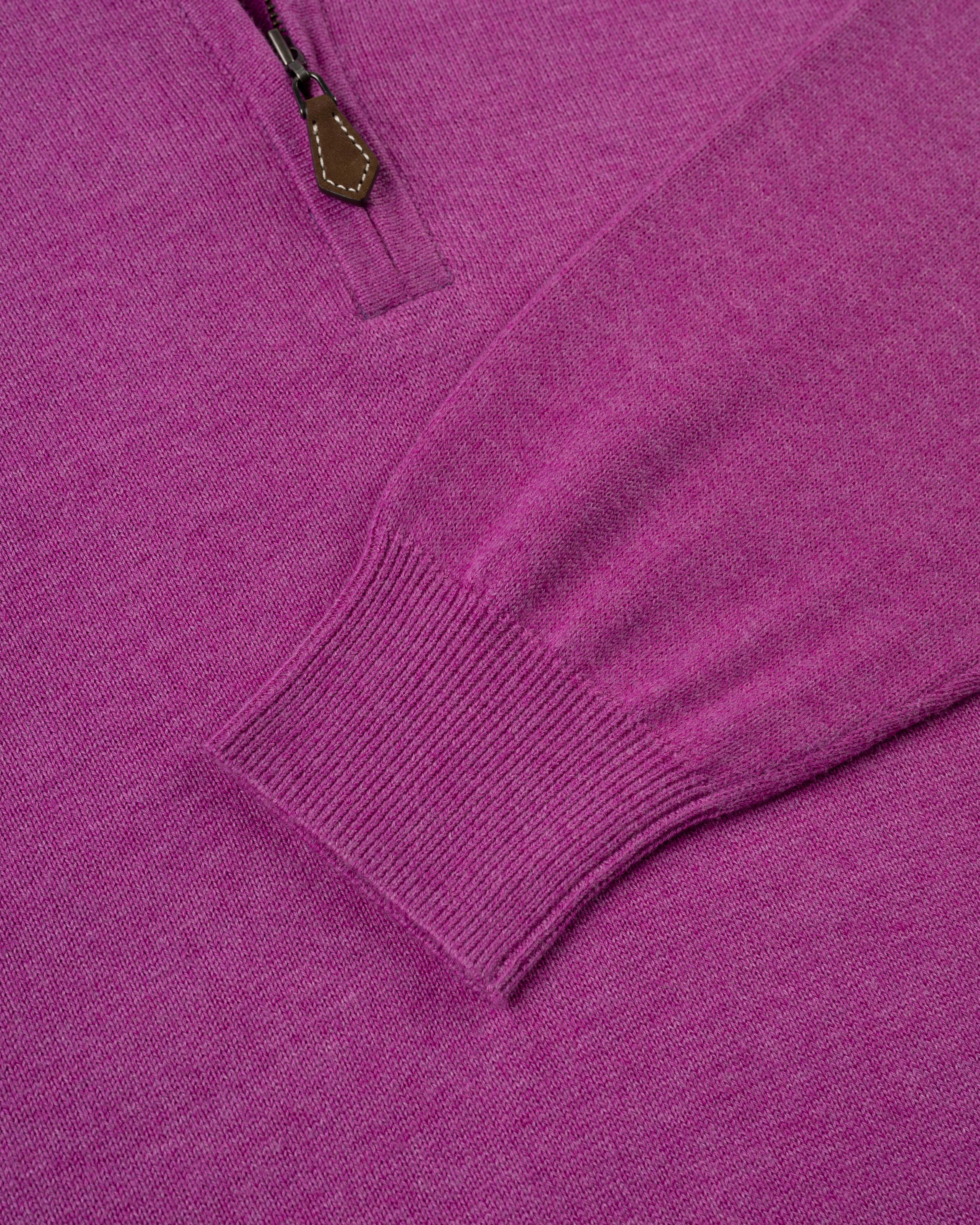 Purple Cotton-Cashmere Quarter-Zip Sweater