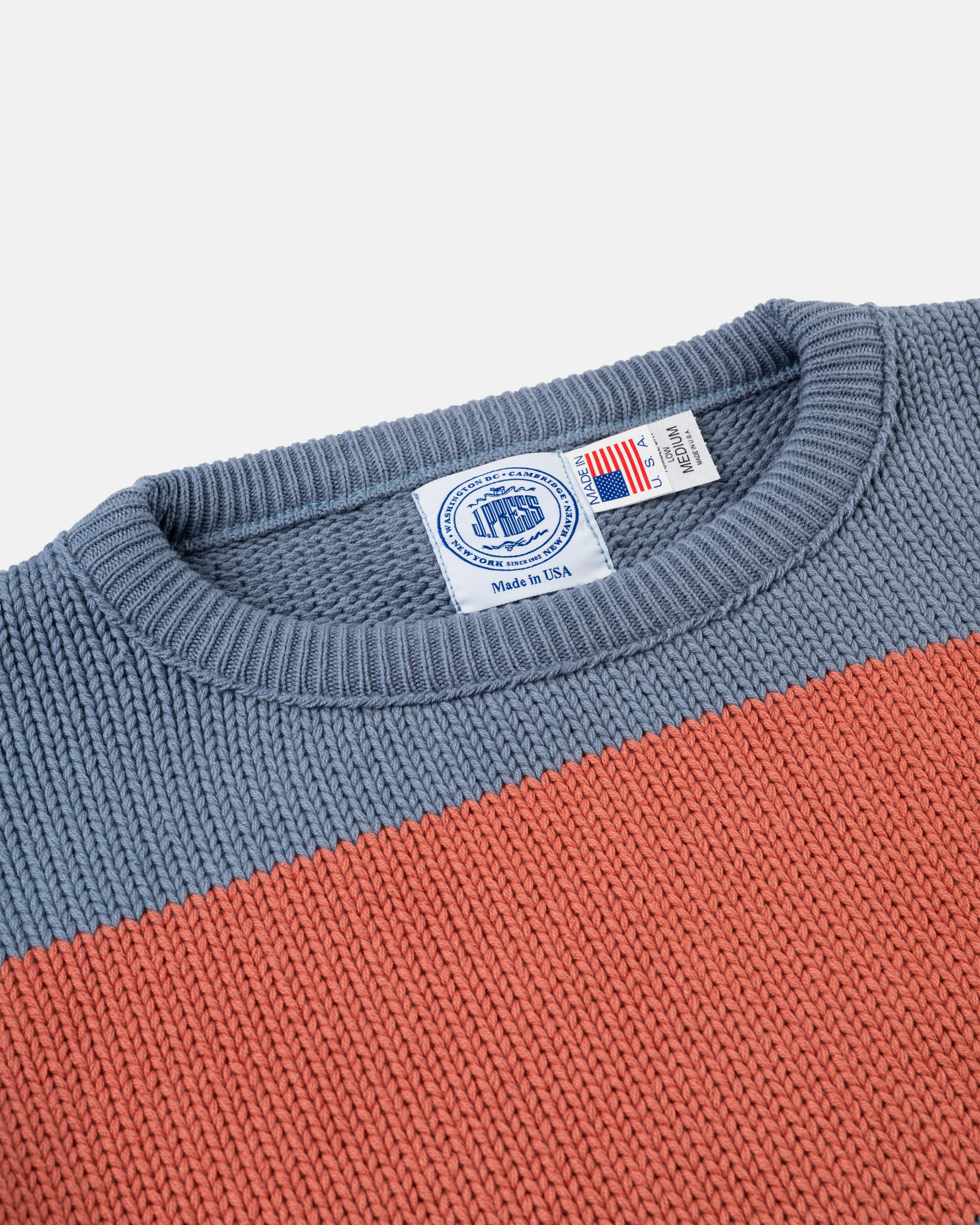 Made-in-USA Blue & Breton Chunky Cotton Stripe Sweater