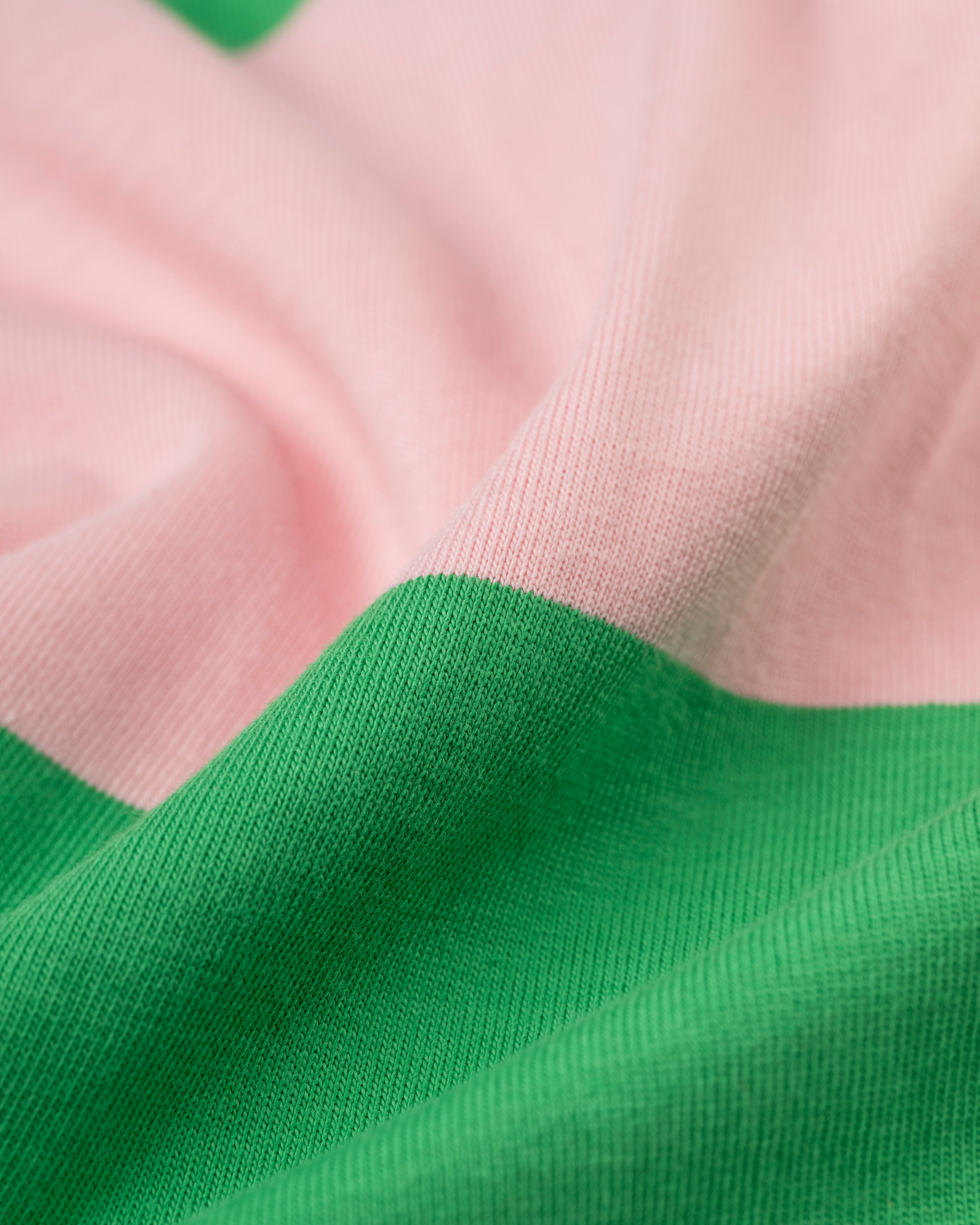 Pink & Green Guard Stripe Rugby Shirt - Trim Fit