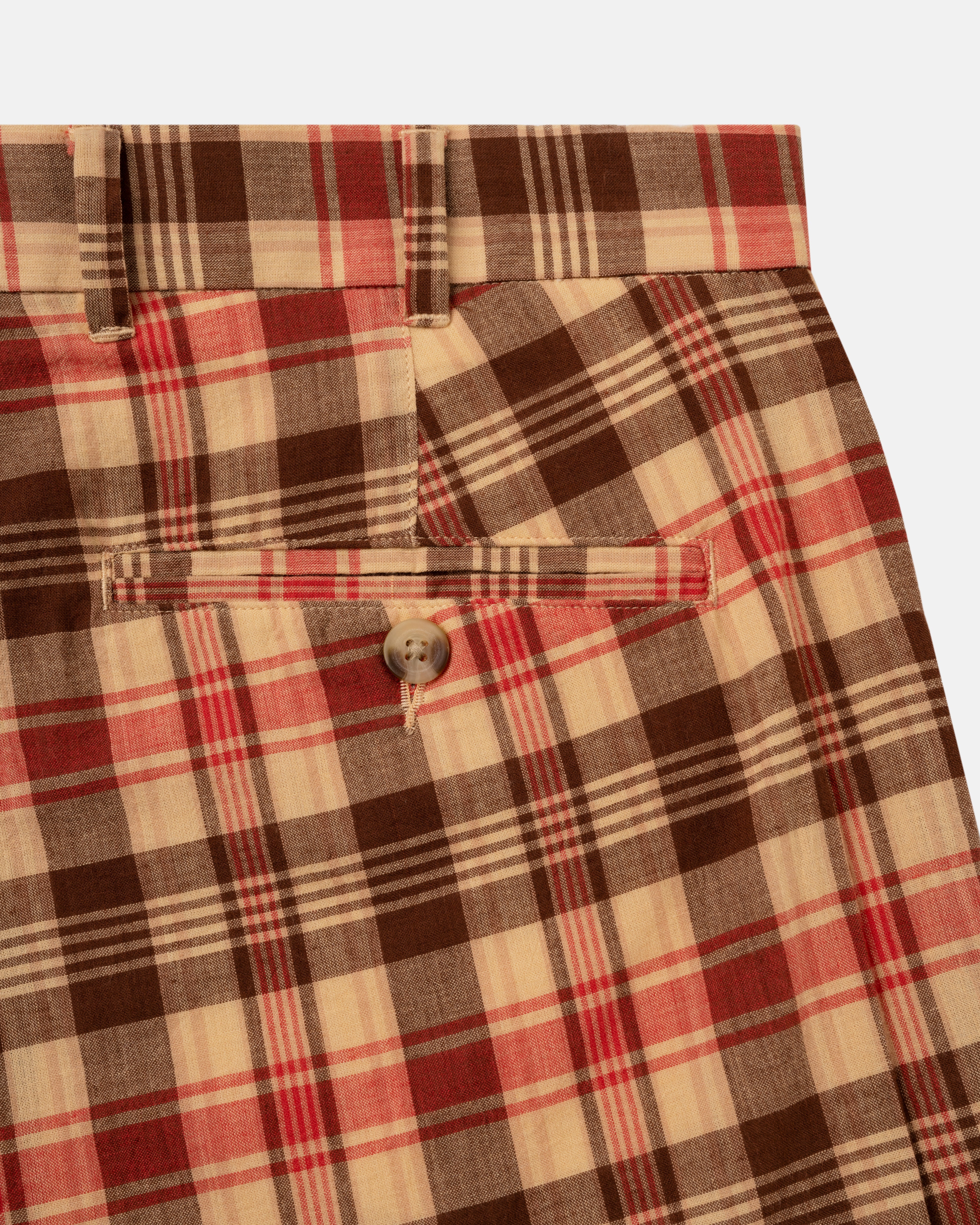 Tan, Brown & Red Madras Shorts - Trim Fit