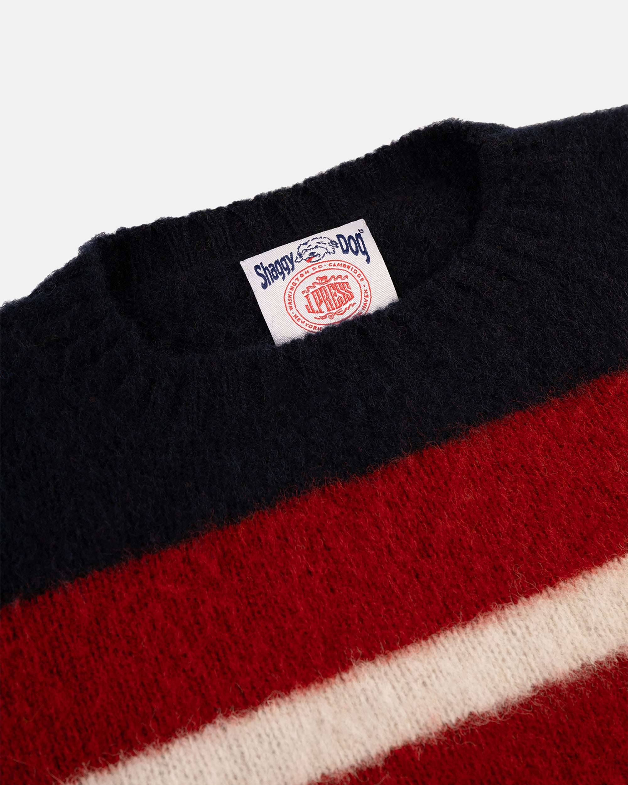 Shaggy Dog Stripe Sweater Navy/ White/Red- Classic Fit | Men's