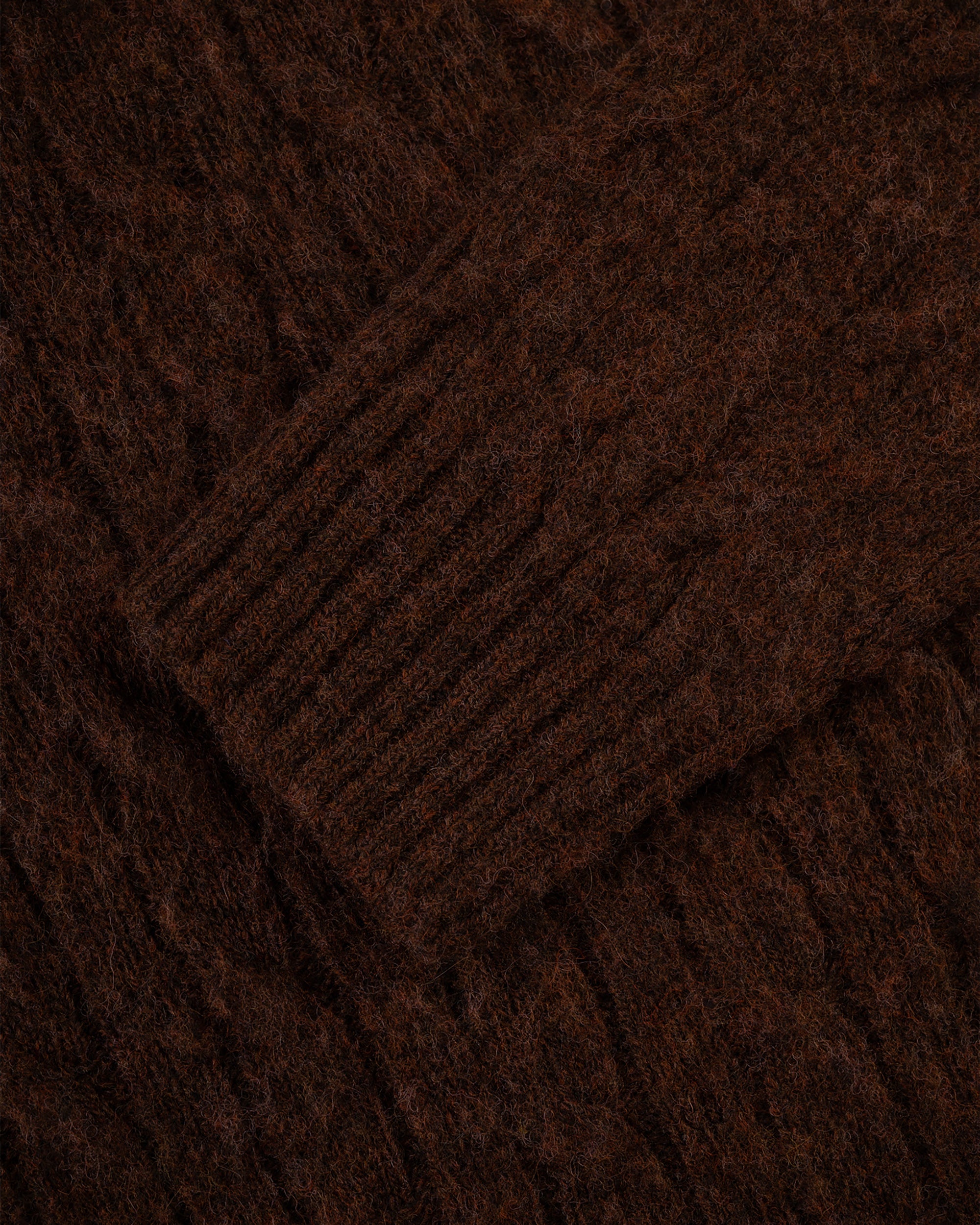 Made-in-Scotland Brown Shaggy Dog Cable Knit Sweater - Classic Fit