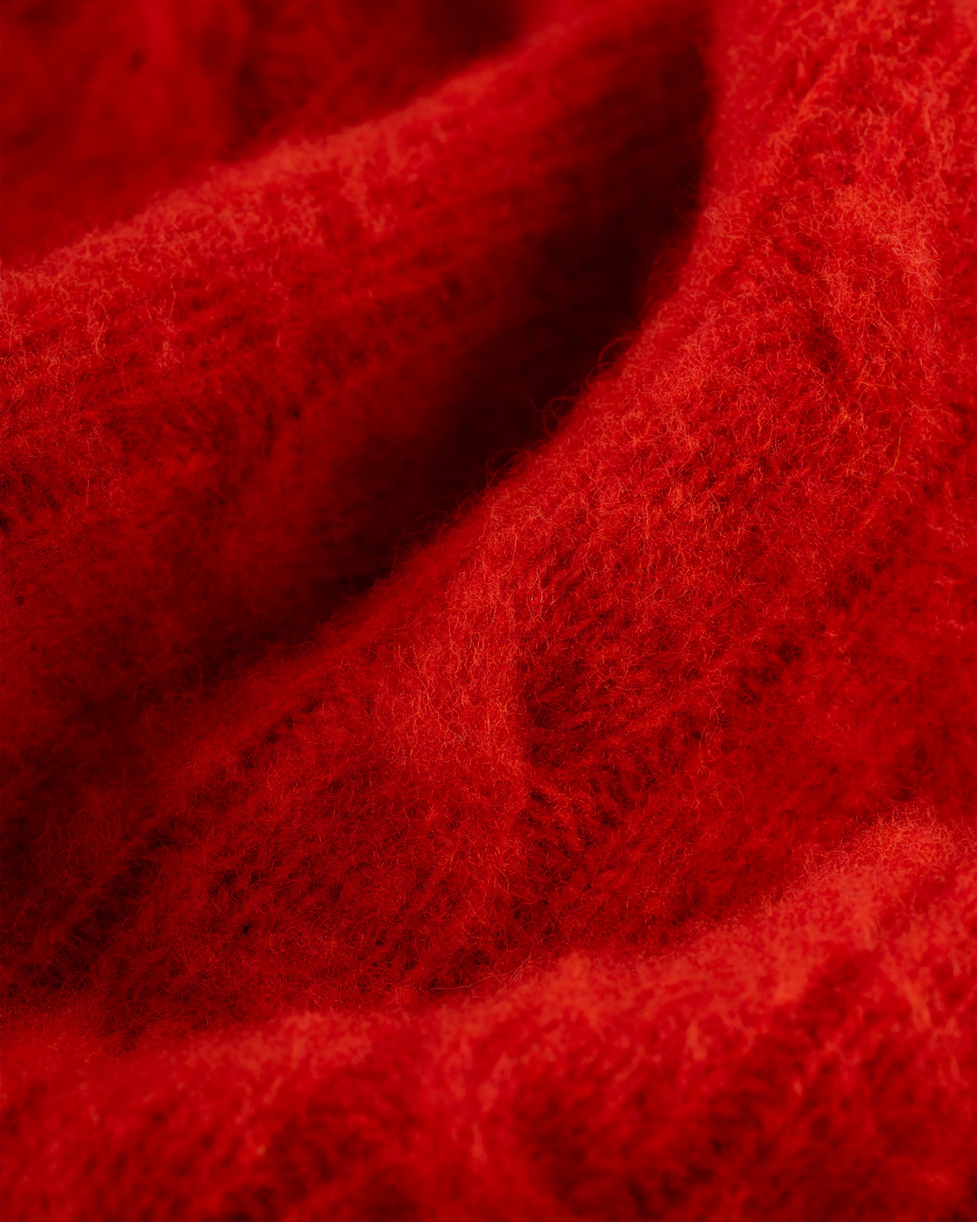 Made-in-Scotland Red Shaggy Dog Cable Knit Sweater - Classic Fit