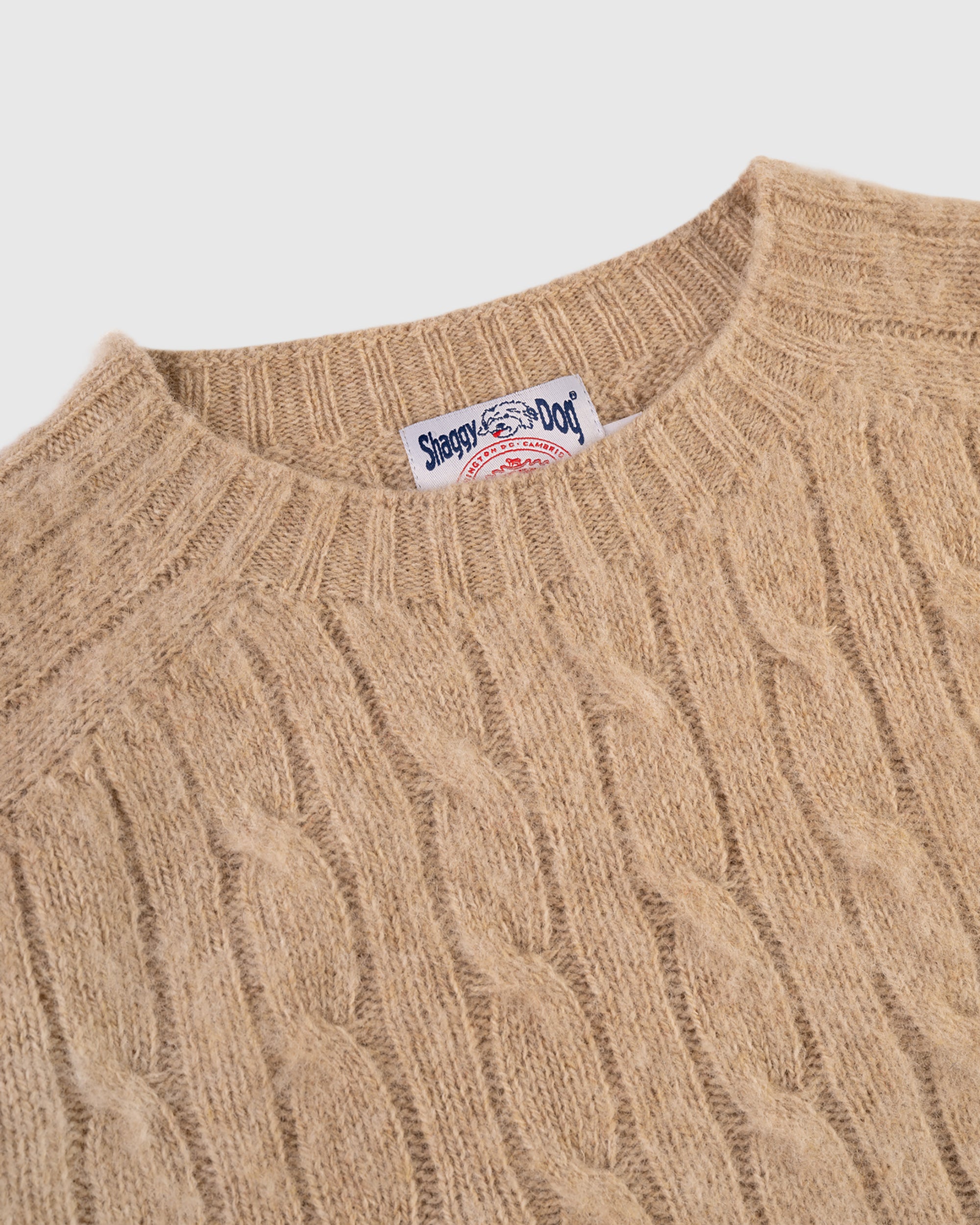 Shaggy Dog Cable Sweater Oatmeal - Classic Fit | Men's Sweaters