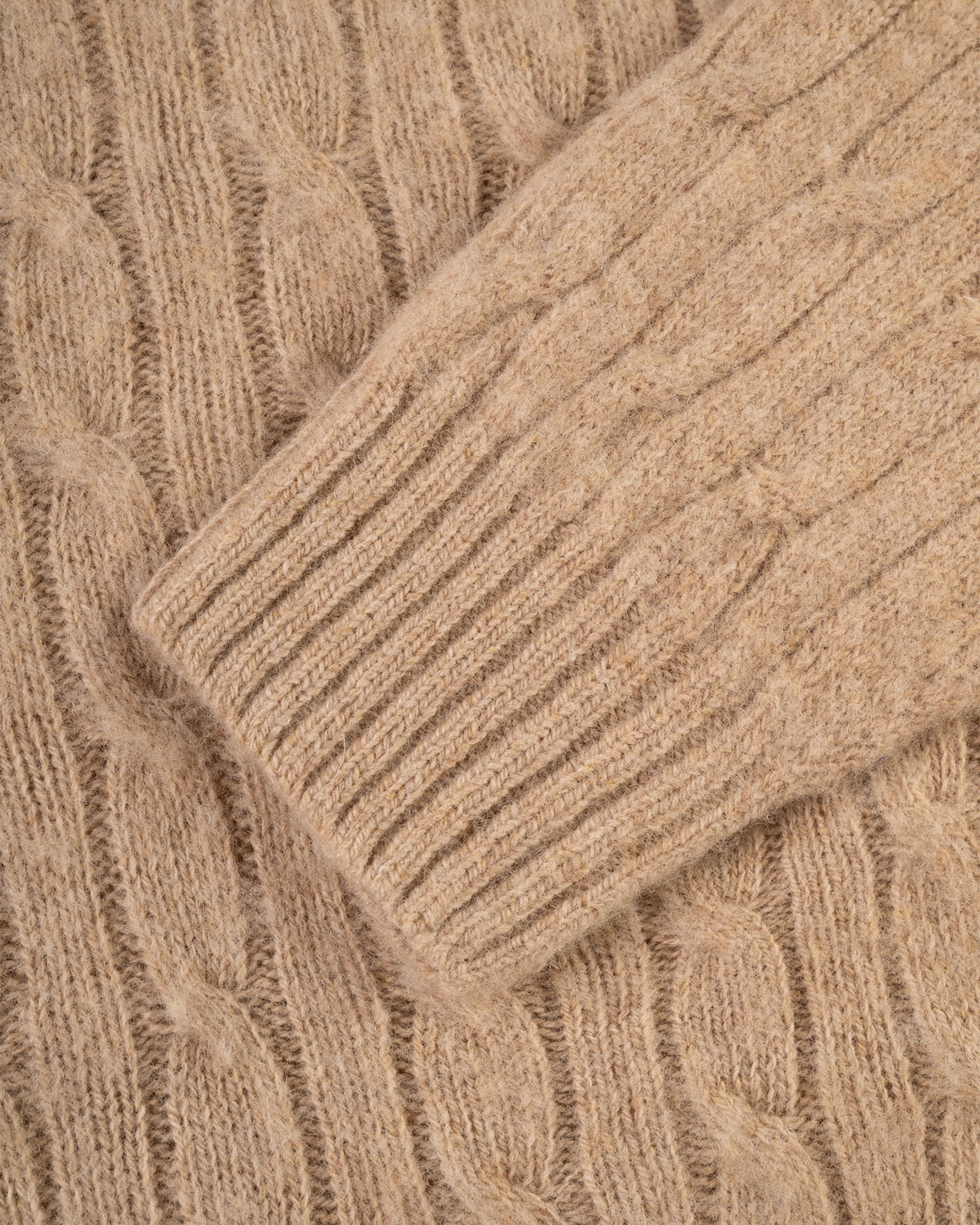Shaggy Dog Cable Sweater Oatmeal - Classic Fit | Men's Sweaters