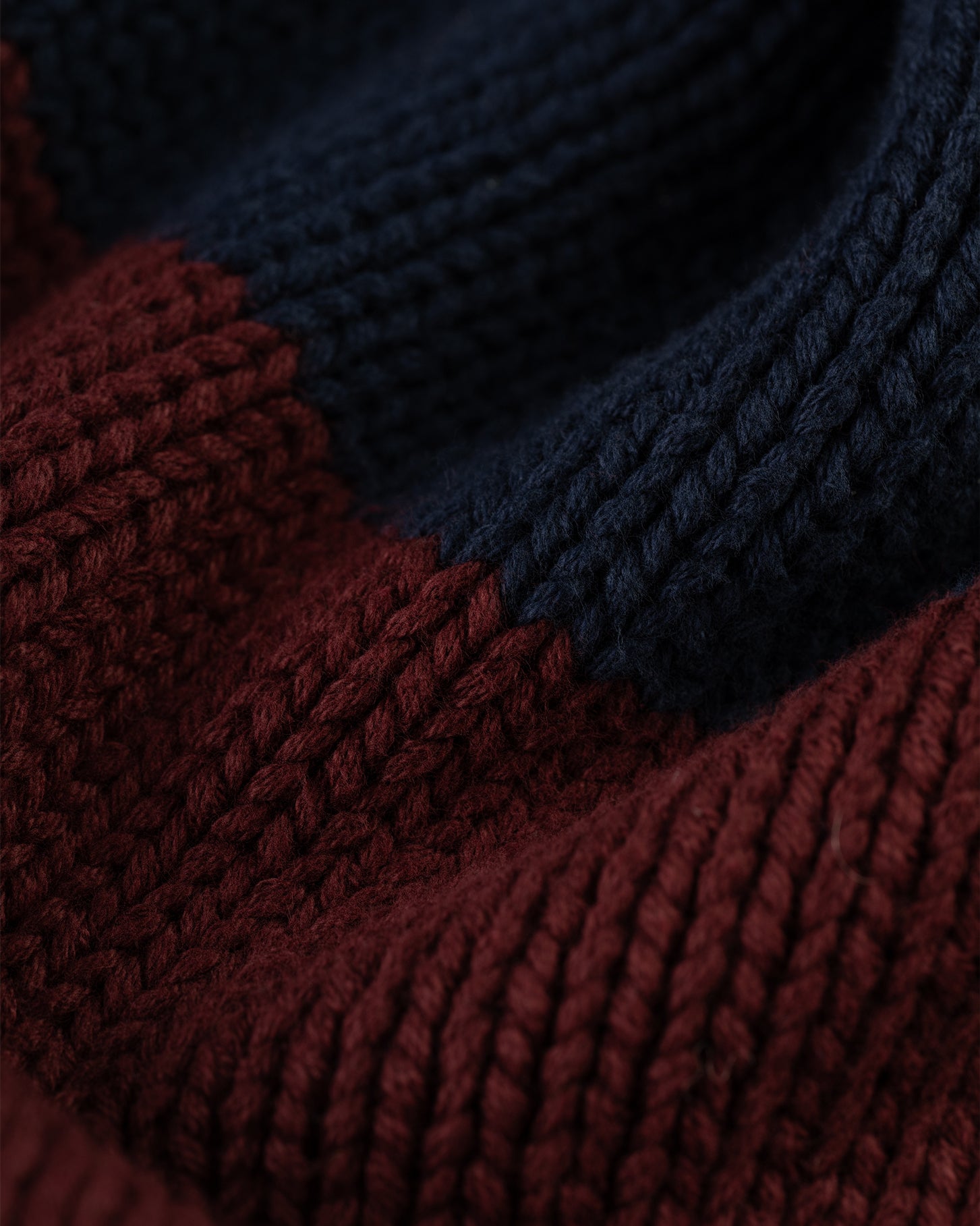 Made-in-USA Navy & Burgundy Chunky Cotton Stripe Sweater