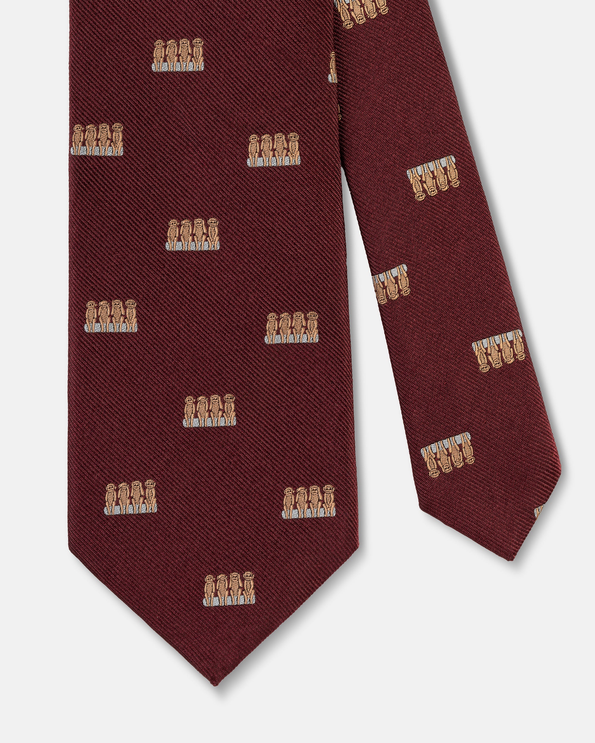 Made-in-UK Burgundy Four Wise Monkeys Club Tie