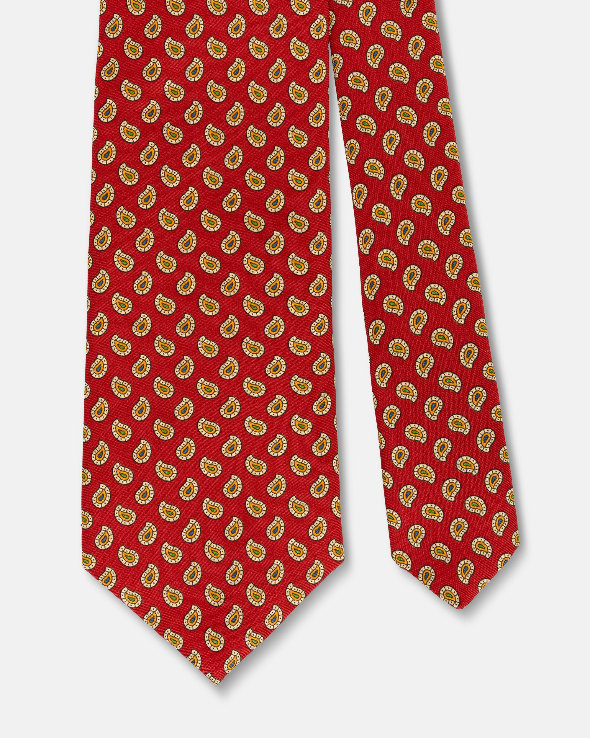 Made-in-UK Red Tossed Pine Foulard Tie