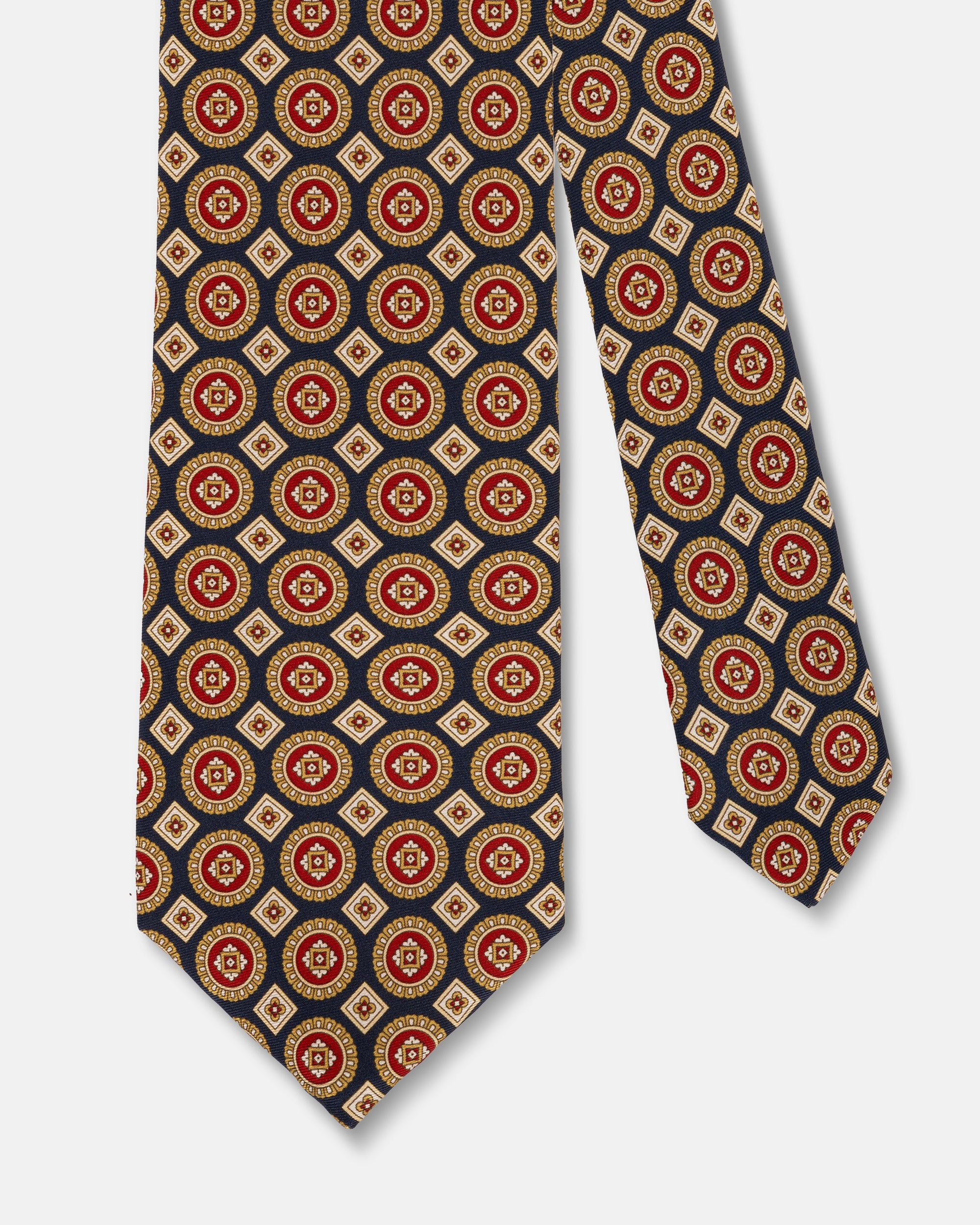 Made-in-UK Navy Medallion Foulard Tie