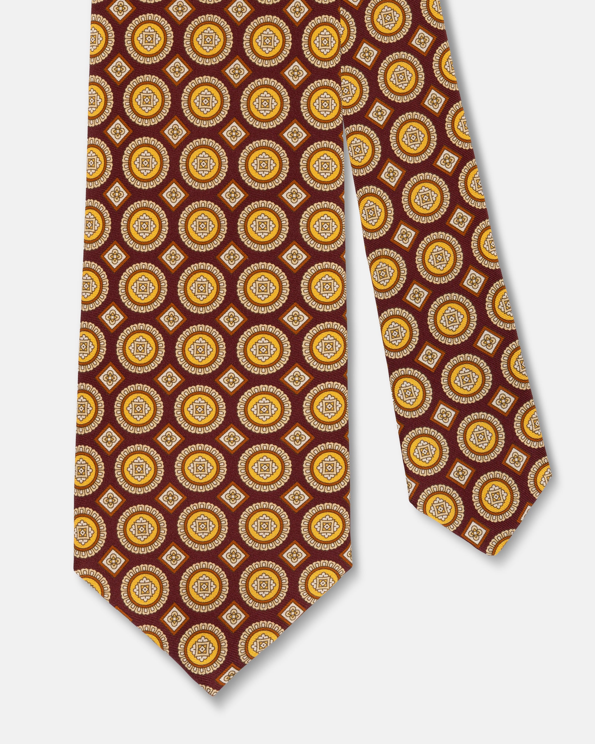 Made-in-UK Burgundy Medallion Foulard Tie