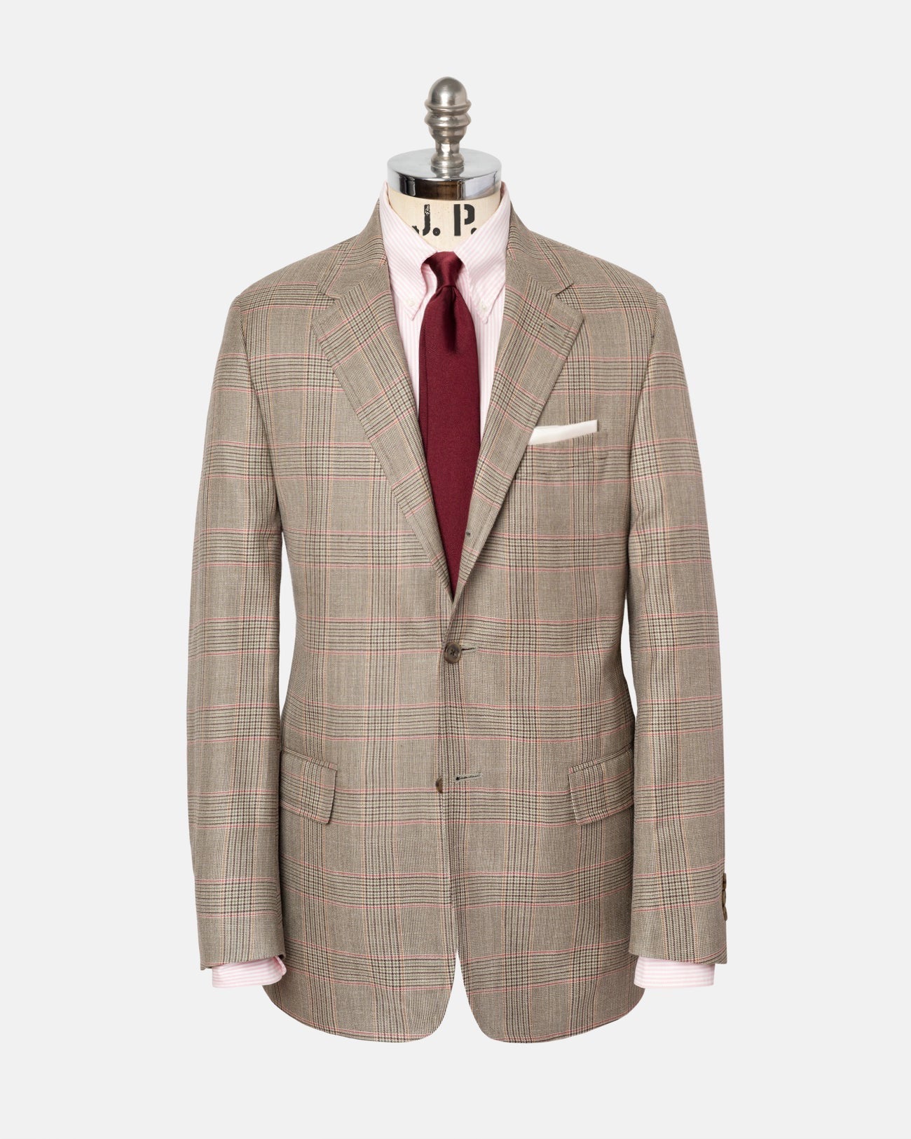 Made-in-Canada Tan & Olive Glen Plaid Wool/Silk/Linen Sport Coat