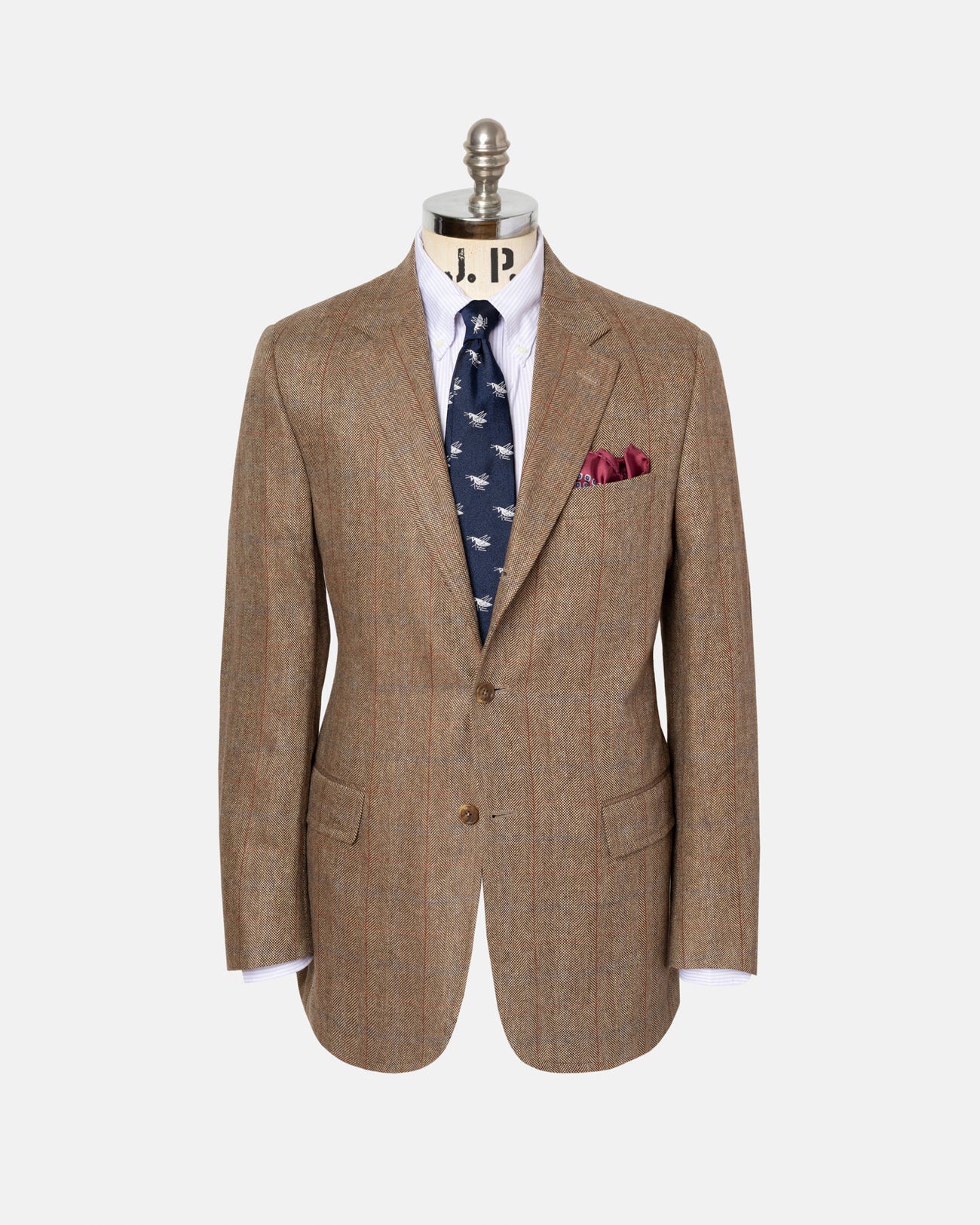 Made-in-Canada Light Brown Barleybone Windowpane Silk Sport Coat
