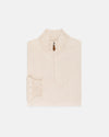 Light Tan Cotton-Cashmere Quarter-Zip Sweater