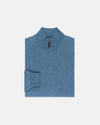 Blue Marl Cotton-Cashmere Quarter-Zip Sweater