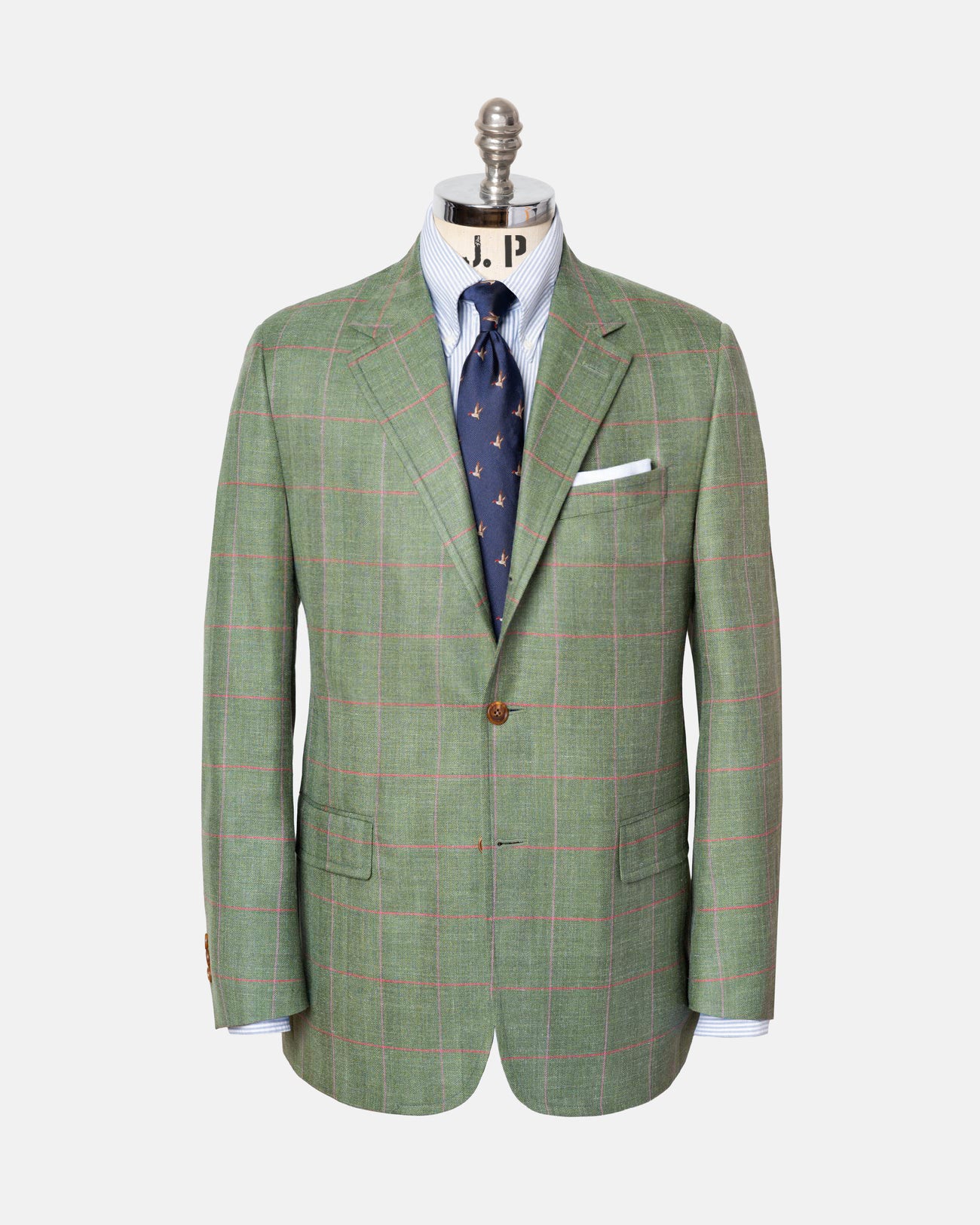 Made-in-Canada Green Windowpane Wool-Silk Sport Coat