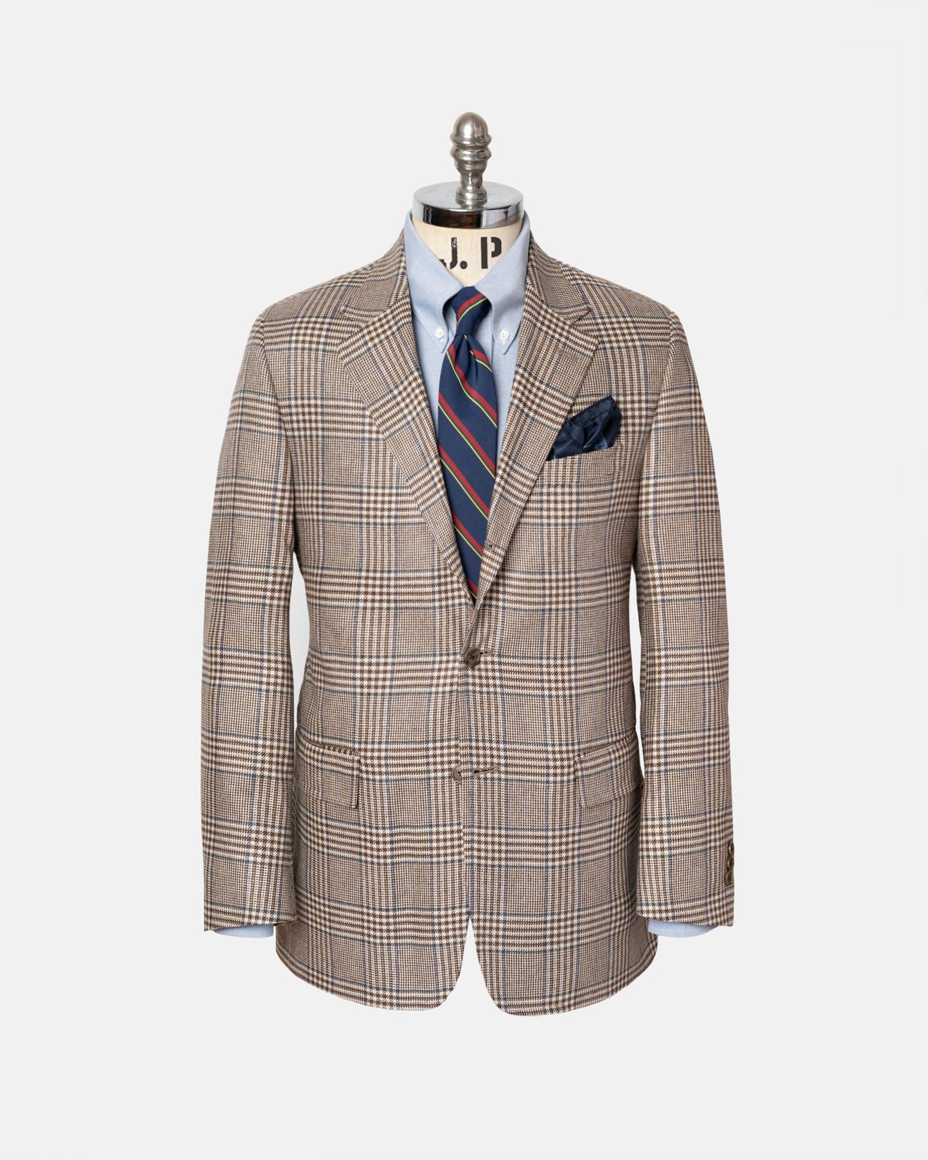 Made-in-Canada Tan & Navy Plaid Silk Sport Coat
