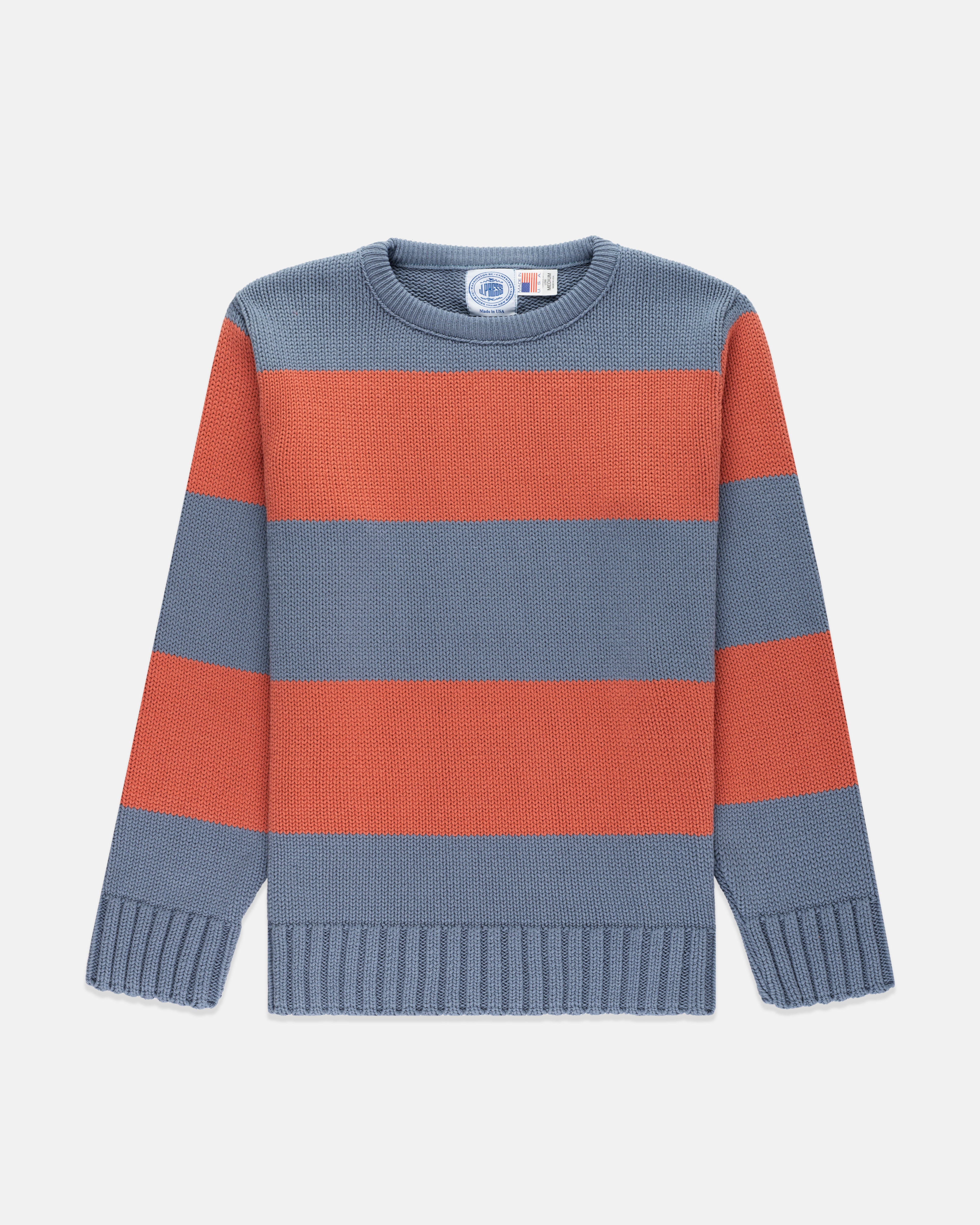 Made-in-USA Blue & Breton Chunky Cotton Stripe Sweater