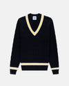 Navy & Ecru Cotton Cricket Sweater