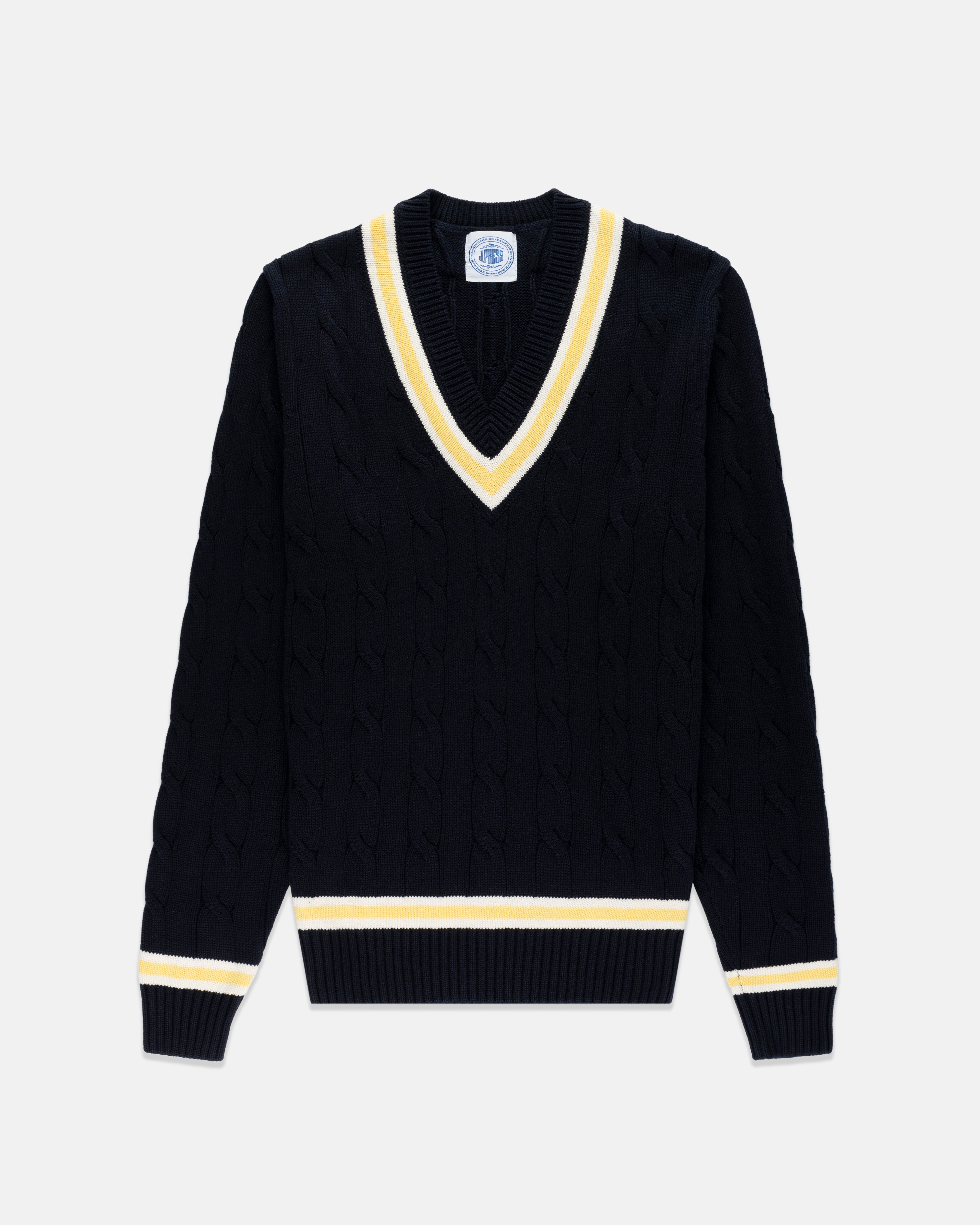 Navy & Ecru Cotton Cricket Sweater