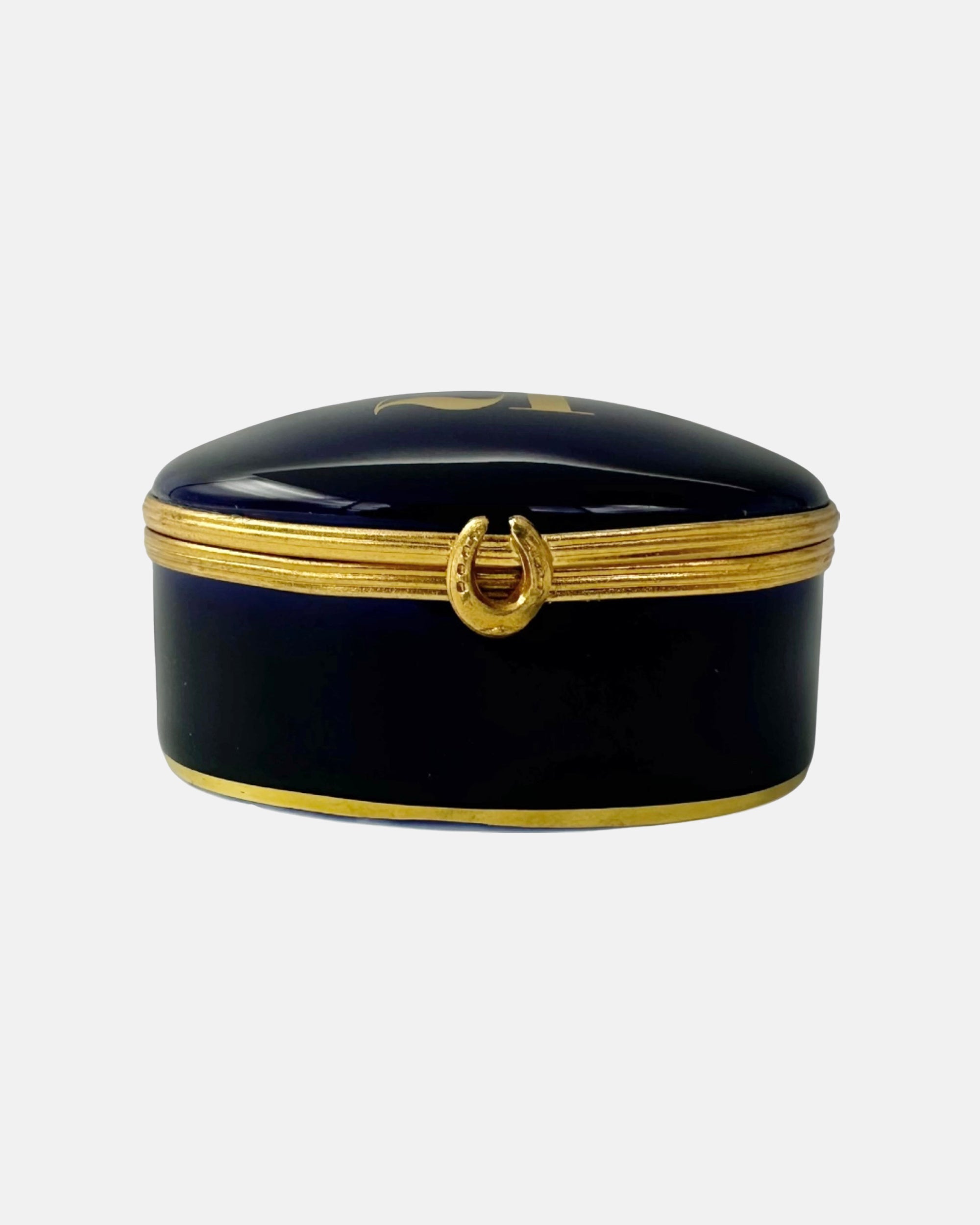 Vintage The 21 Club NYC Restaurant Cobalt Blue Limoges Porcelain Box