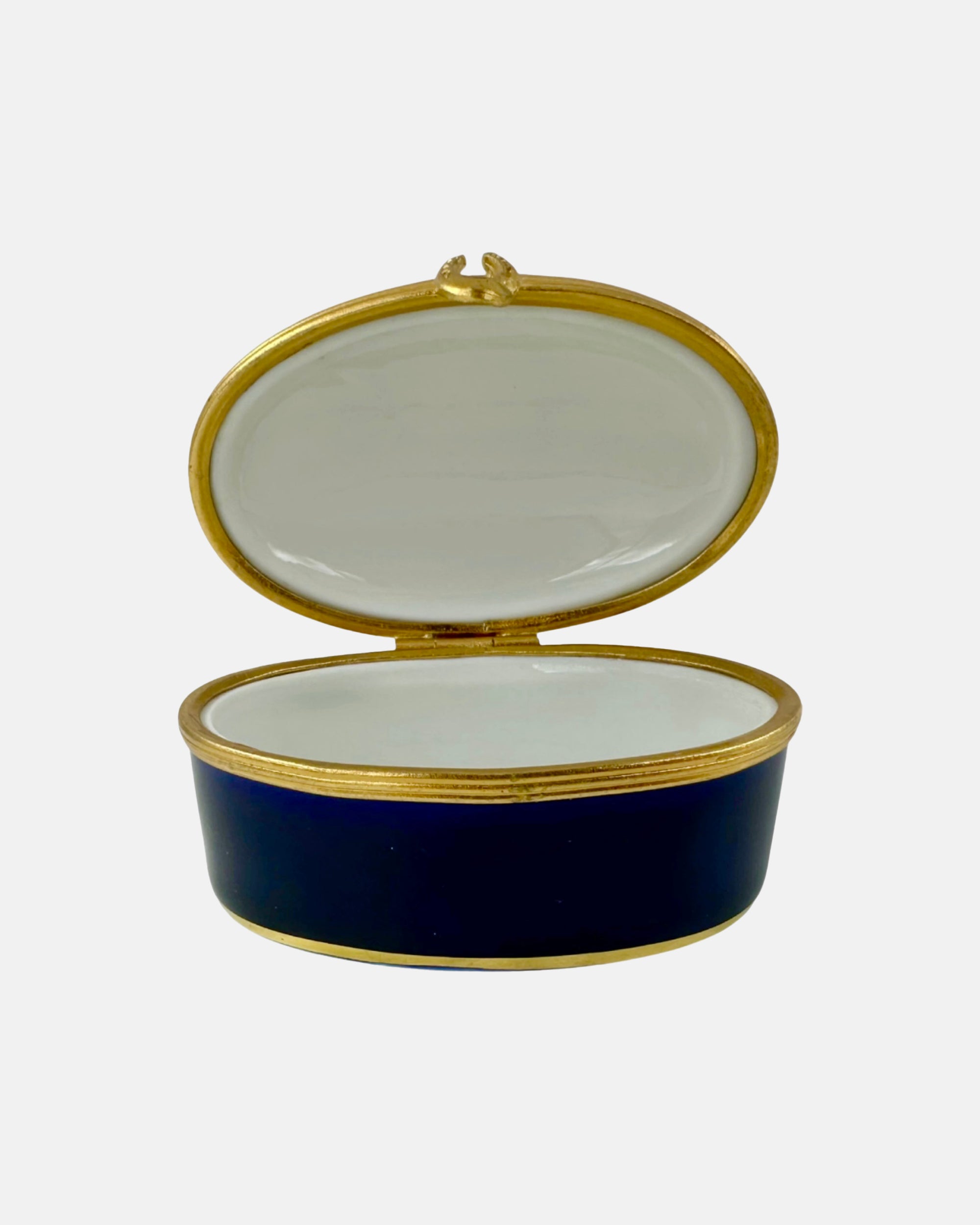 Vintage The 21 Club NYC Restaurant Cobalt Blue Limoges Porcelain Box