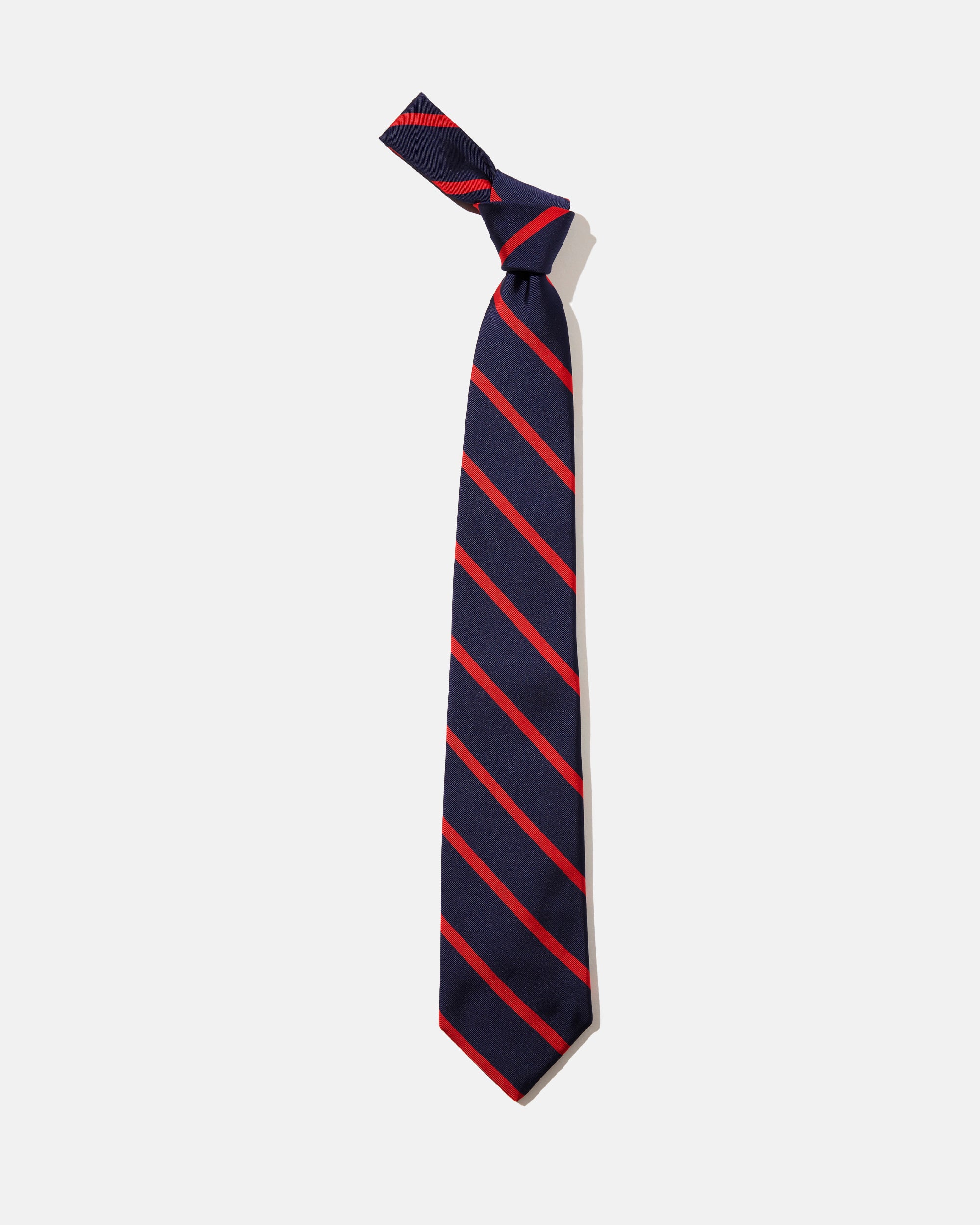 Made-in-Japan Navy & Red Bar Stripe Silk Tie