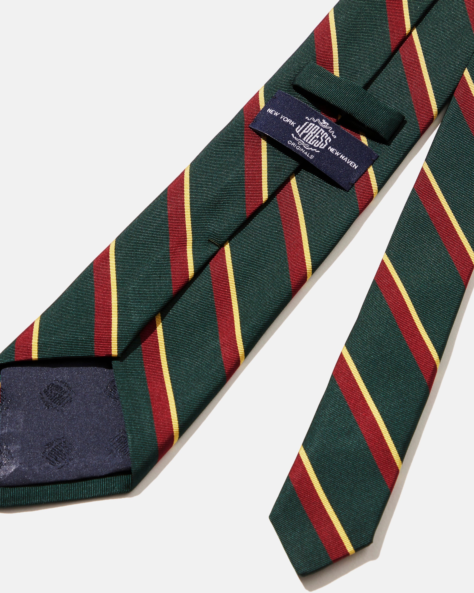 J.PRESS クラシックフィッシュ シルクタイ（バーガンディ） Made-in-Japan Green Regimental Silk Tie