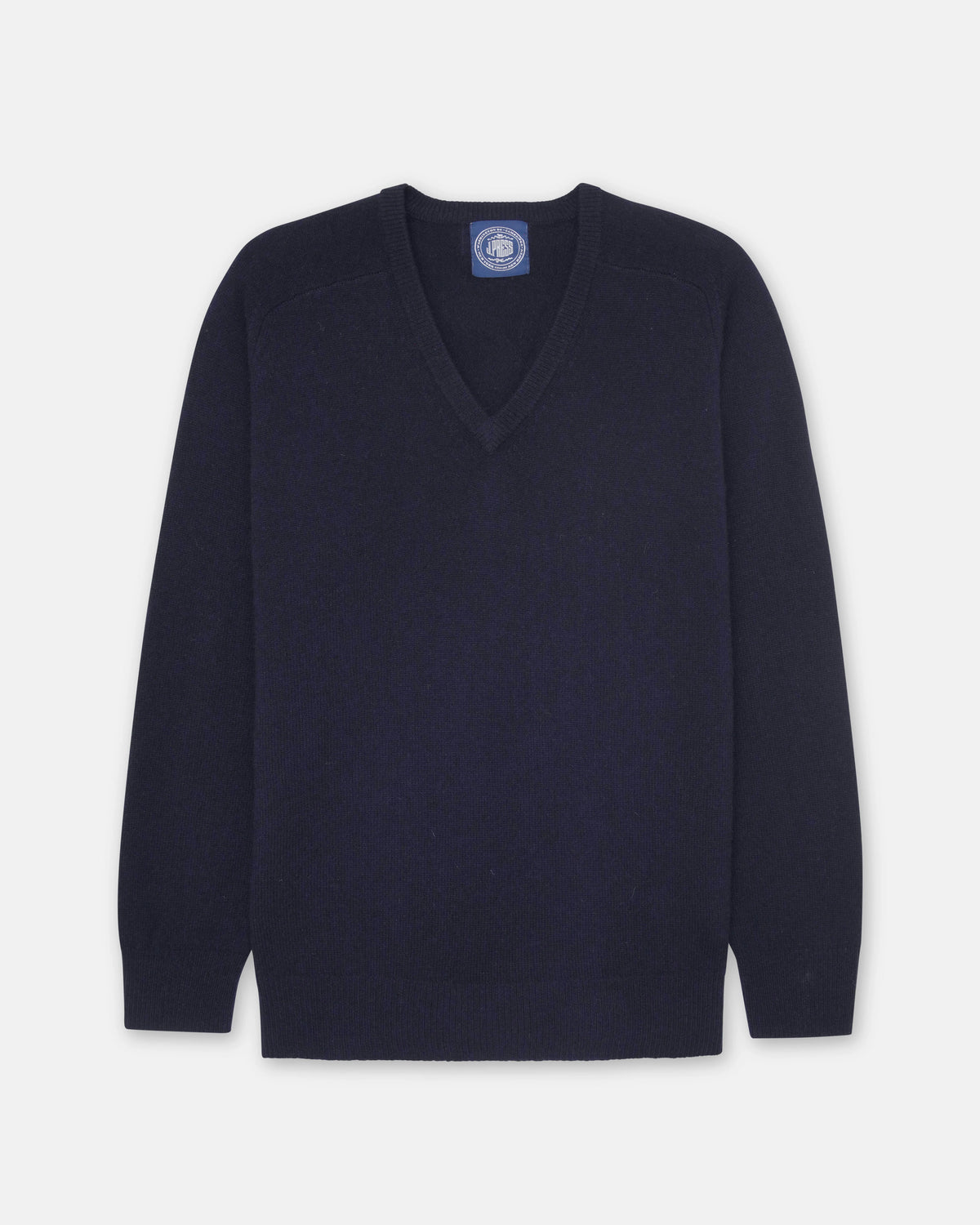 Navy Lambswool V-neck Sweater