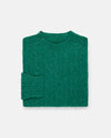 Made-in-Scotland Kelly Green Shaggy Dog Cable Knit Sweater  - Classic Fit
