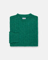 Made-in-Scotland Kelly Green Shaggy Dog Cable Knit Sweater  - Classic Fit