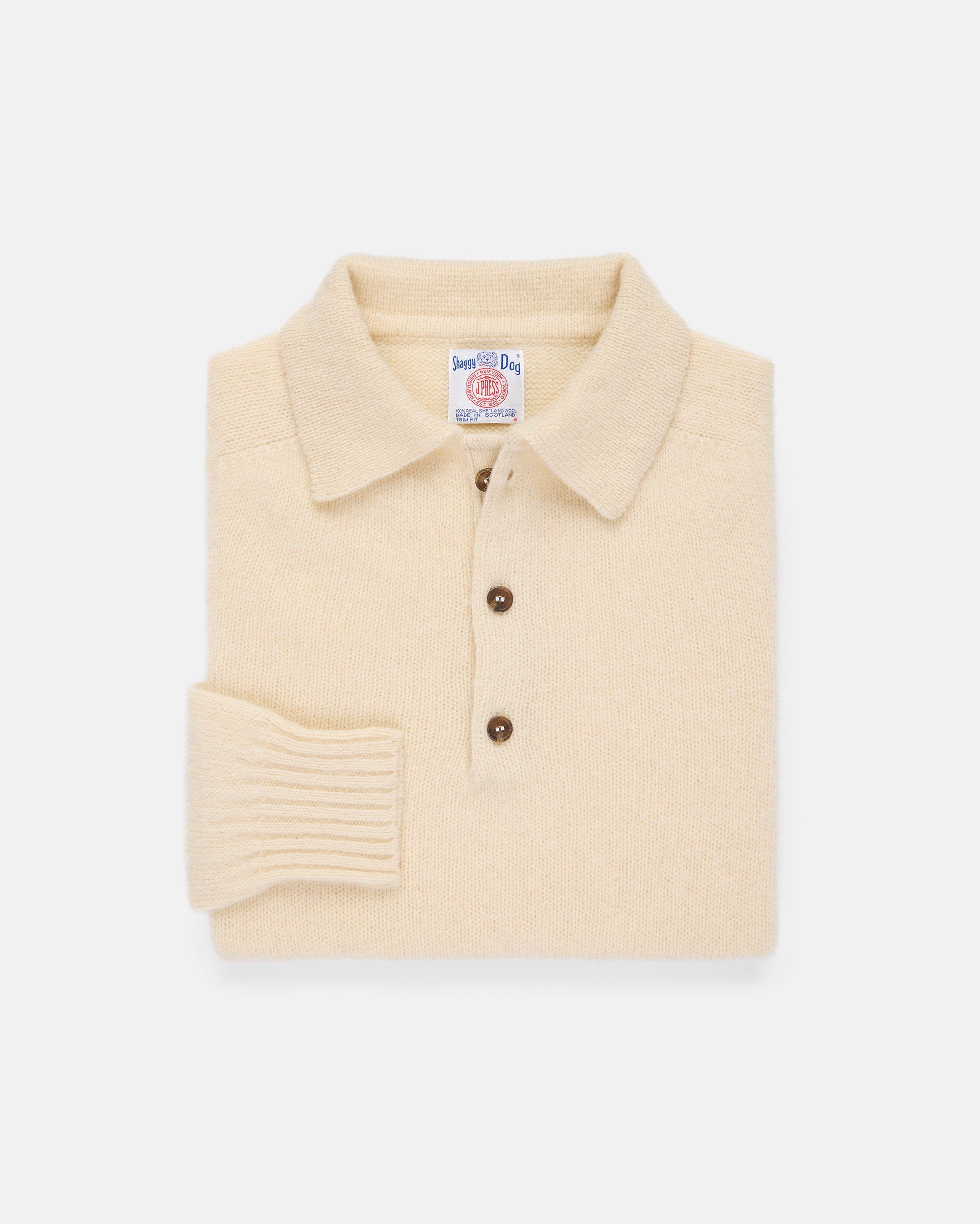 Made-in-Scotland White Shaggy Dog Polo - Classic Fit