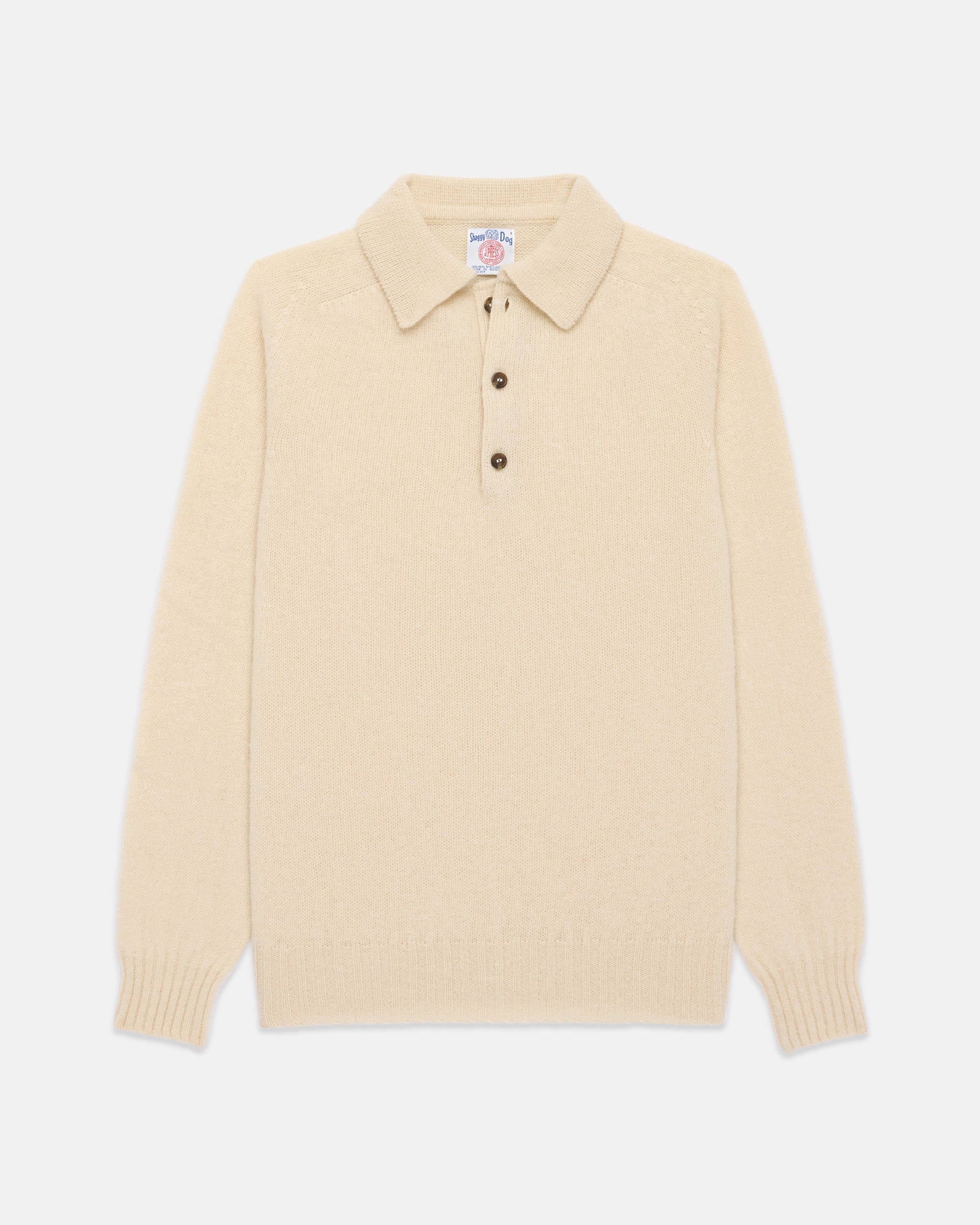 Made-in-Scotland White Shaggy Dog Polo - Classic Fit