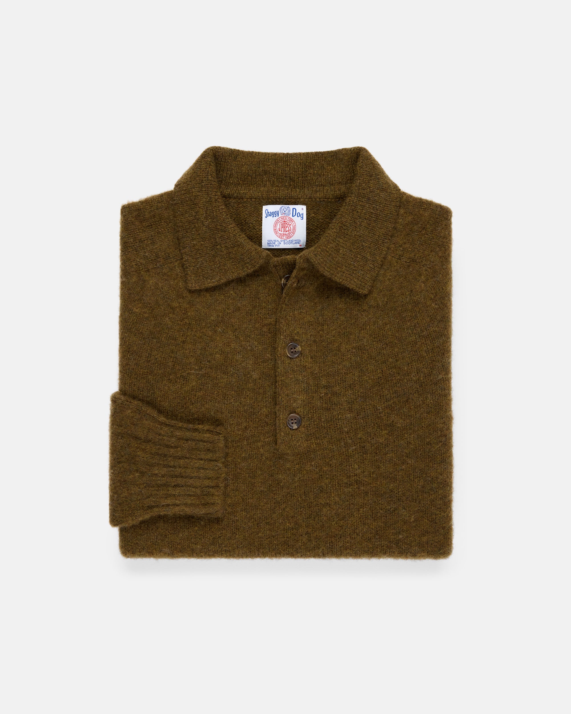 Made-in-Scotland Light Olive Shaggy Dog Polo - Classic Fit
