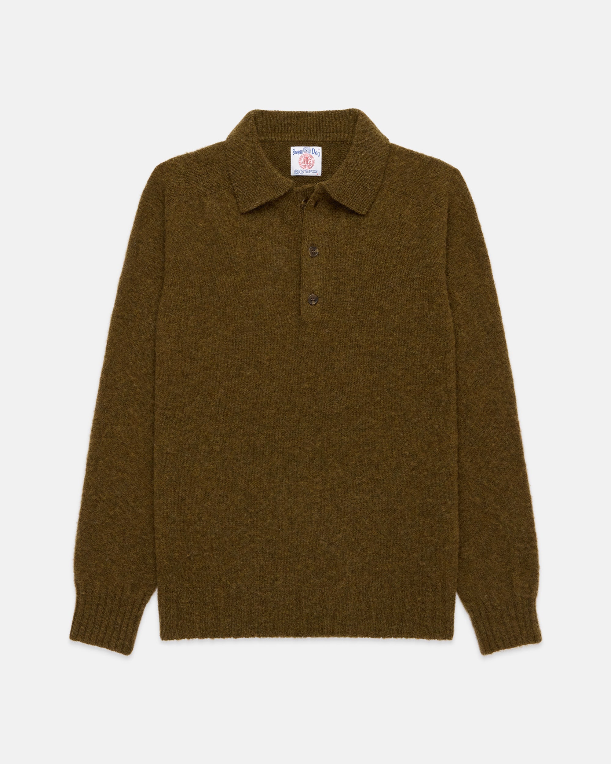 Made-in-Scotland Light Olive Shaggy Dog Polo - Classic Fit