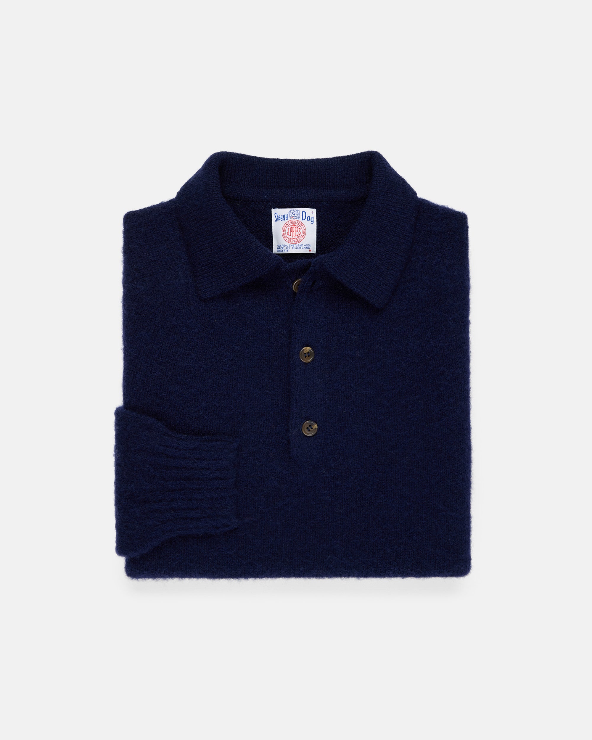 Made-in-Scotland Navy Shaggy Dog Polo - Classic Fit