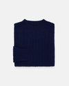 Made-in-Scotland Navy Shaggy Dog Cable Knit Sweater  - Classic Fit