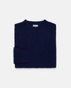 Made-in-Scotland Navy Shaggy Dog Cable Knit Sweater  - Classic Fit
