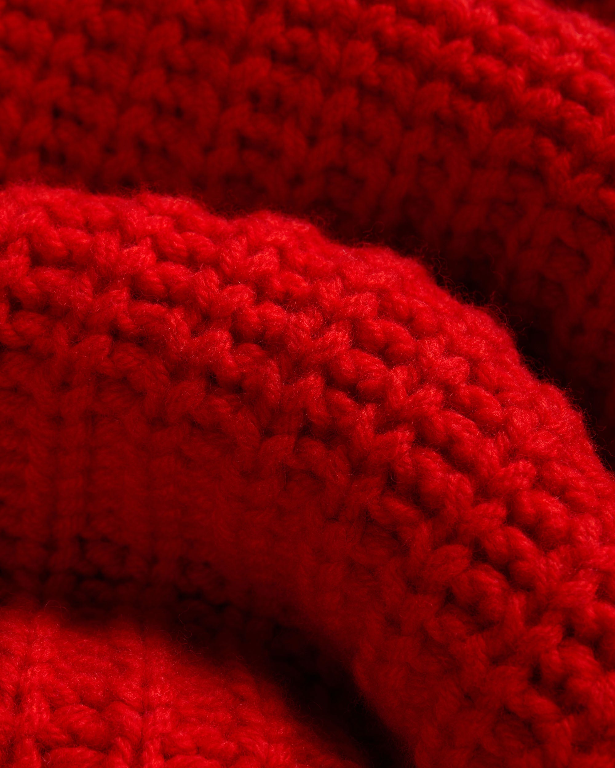 Made-in-Scotland Red Lambswool Shaker Stitch Crew Neck Sweater